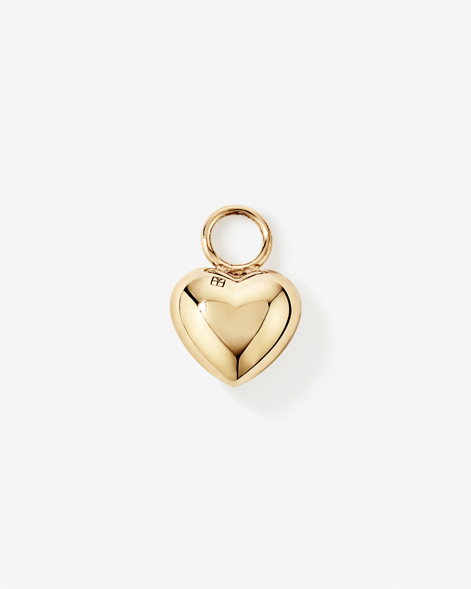 Puff Heart Single Earring Charm in 10kt Yellow Gold