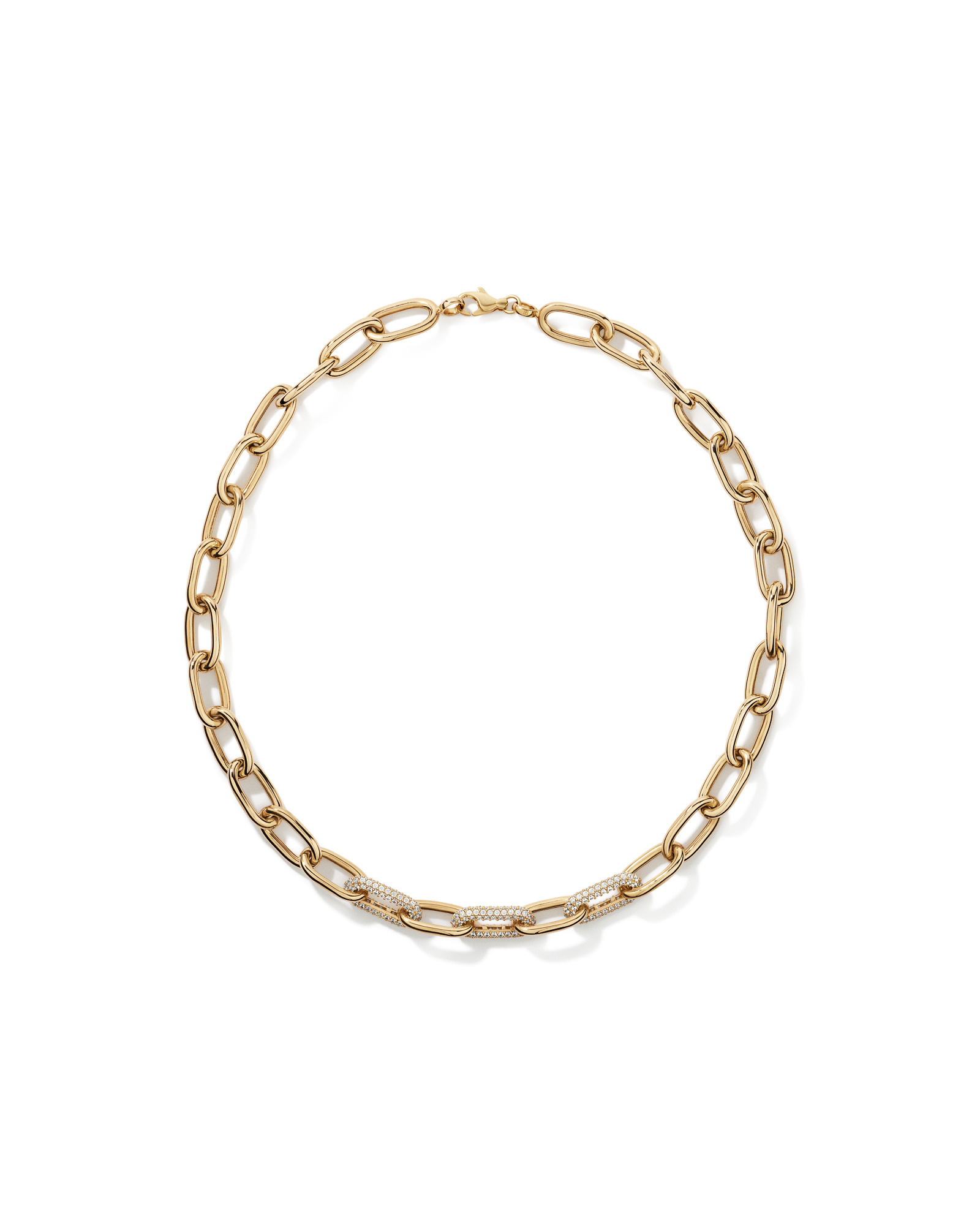 45cm (18") Luxe Link Necklace with Cubic Zirconia in 18kt Vermeil