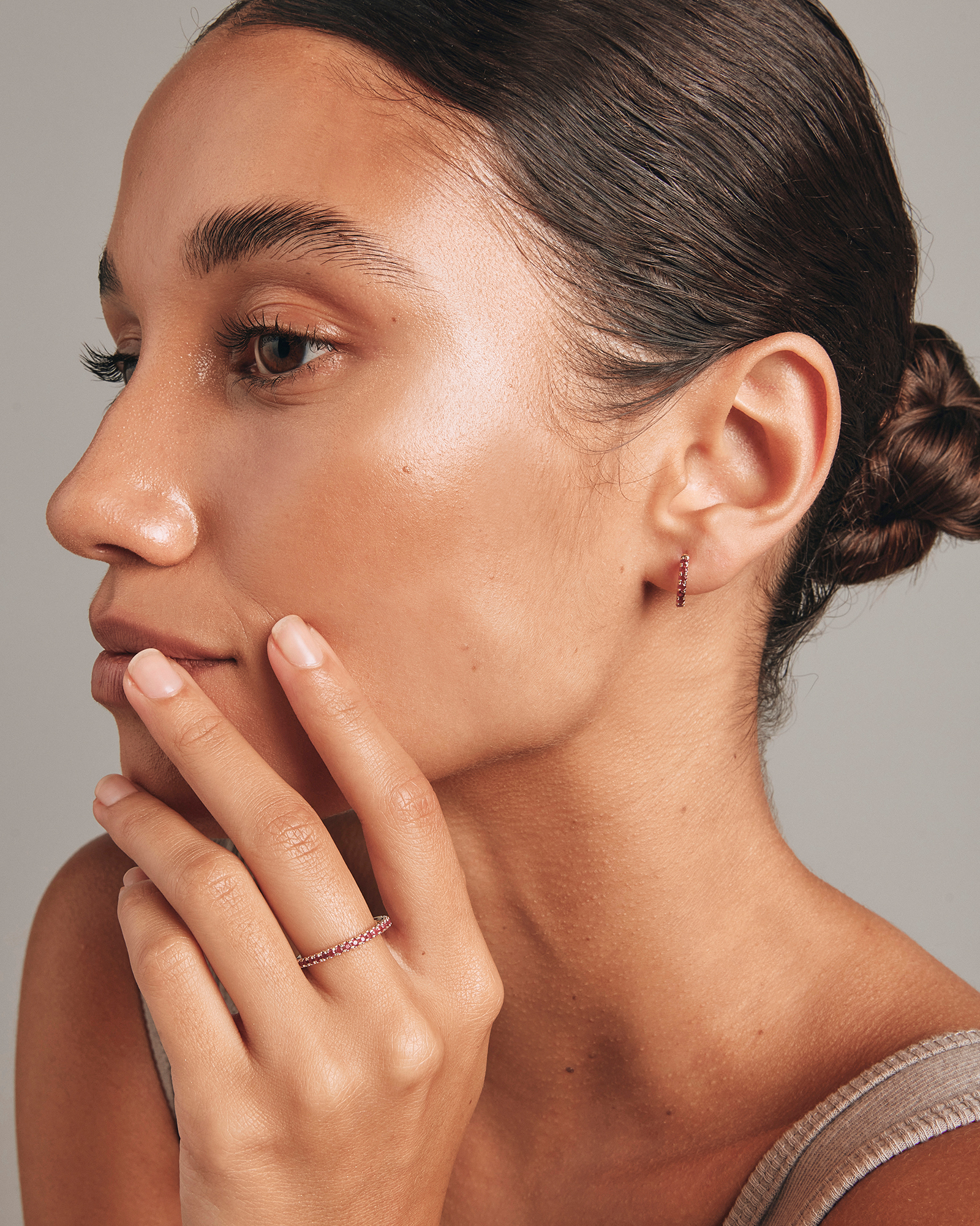 Bague superposée en rubis en or jaune 10 carats