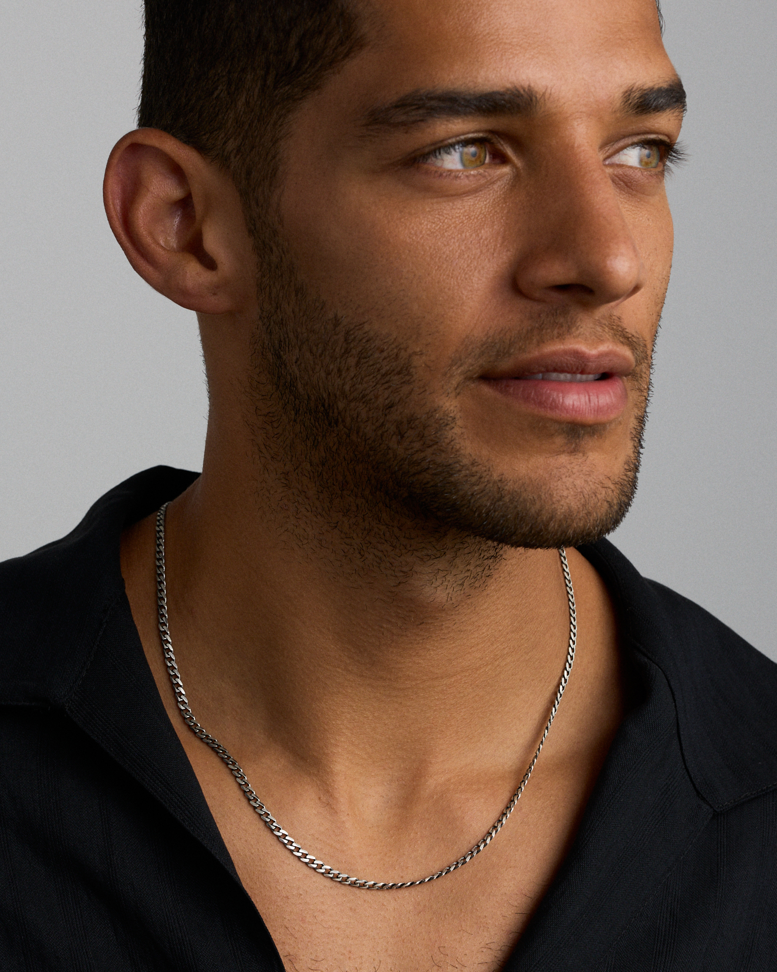 60cm (24") Oxidised Curb Chain in Sterling Silver