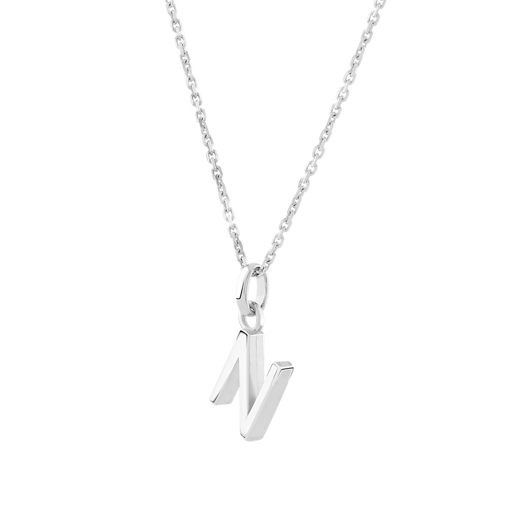 "N" Initial Pendant in Sterling Silver