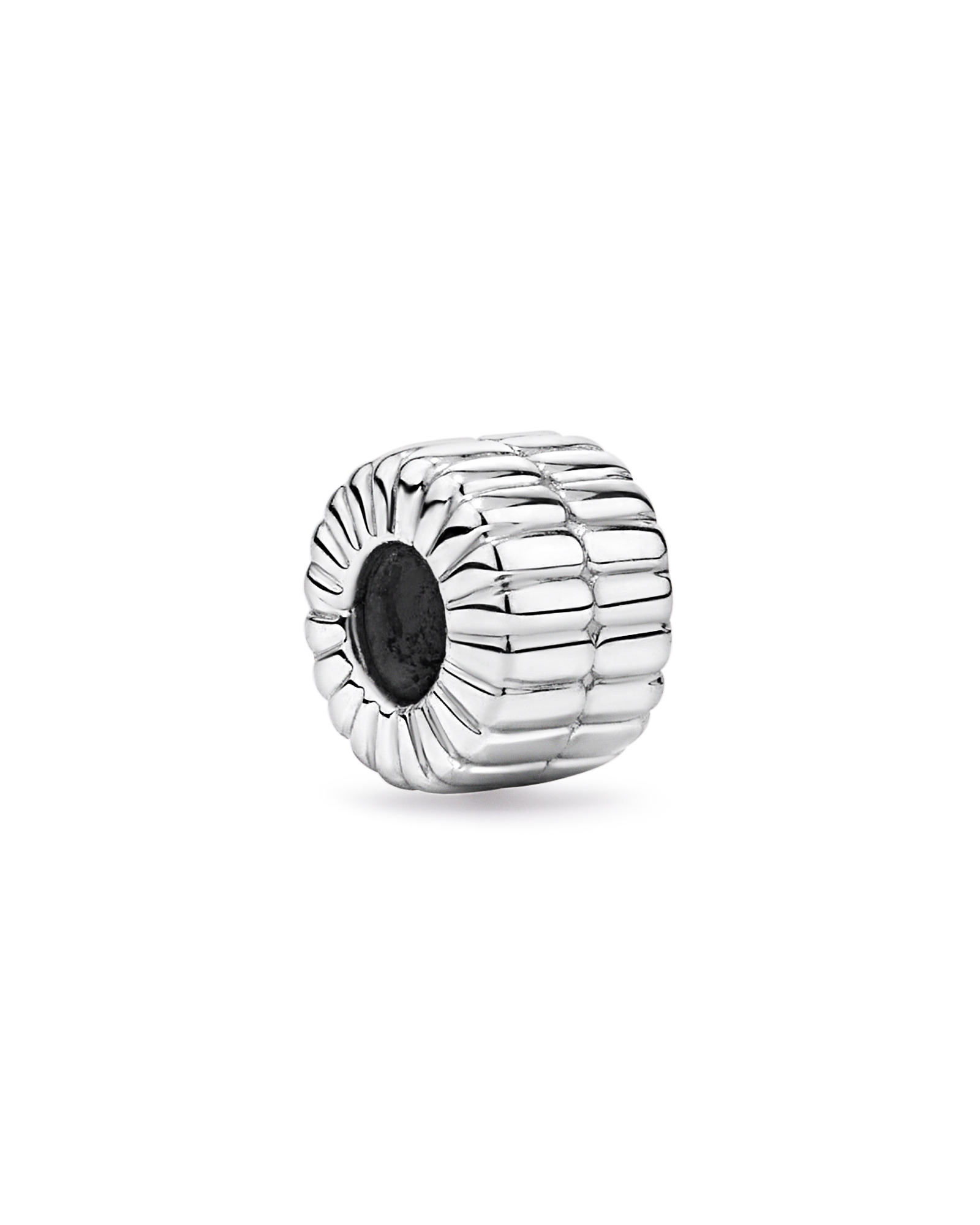 Ribbed Pendant Spacer in Sterling Silver