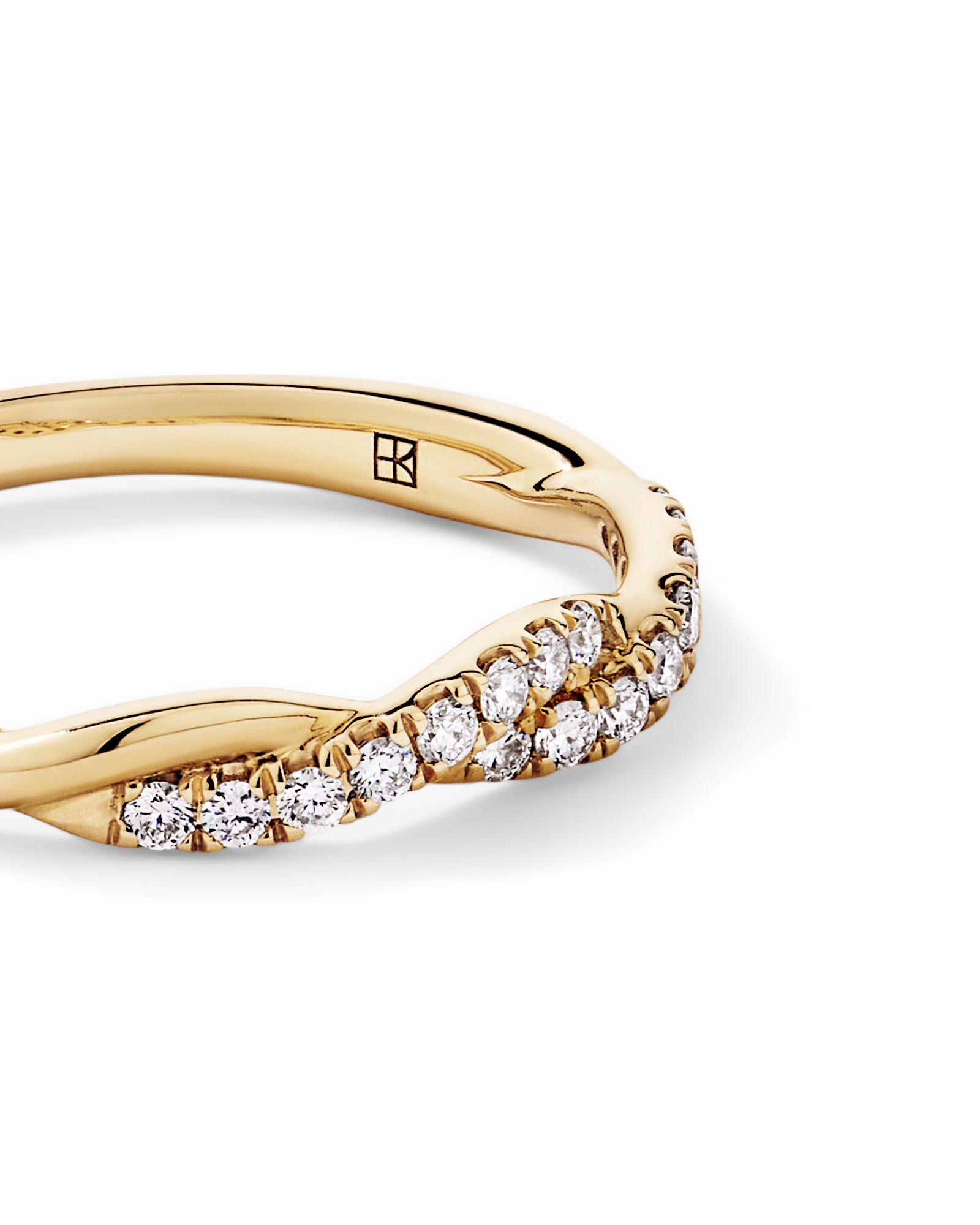 0.16TW Round Brilliant Laboratory-Grown Diamond Twist Wedding Ring 14kt Yellow Gold