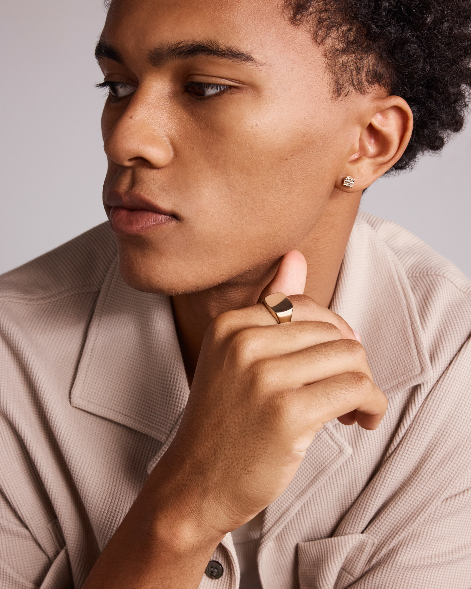 Men’s Stud Earring with 0.12 Carat TW of Diamonds in 10kt Yellow Gold