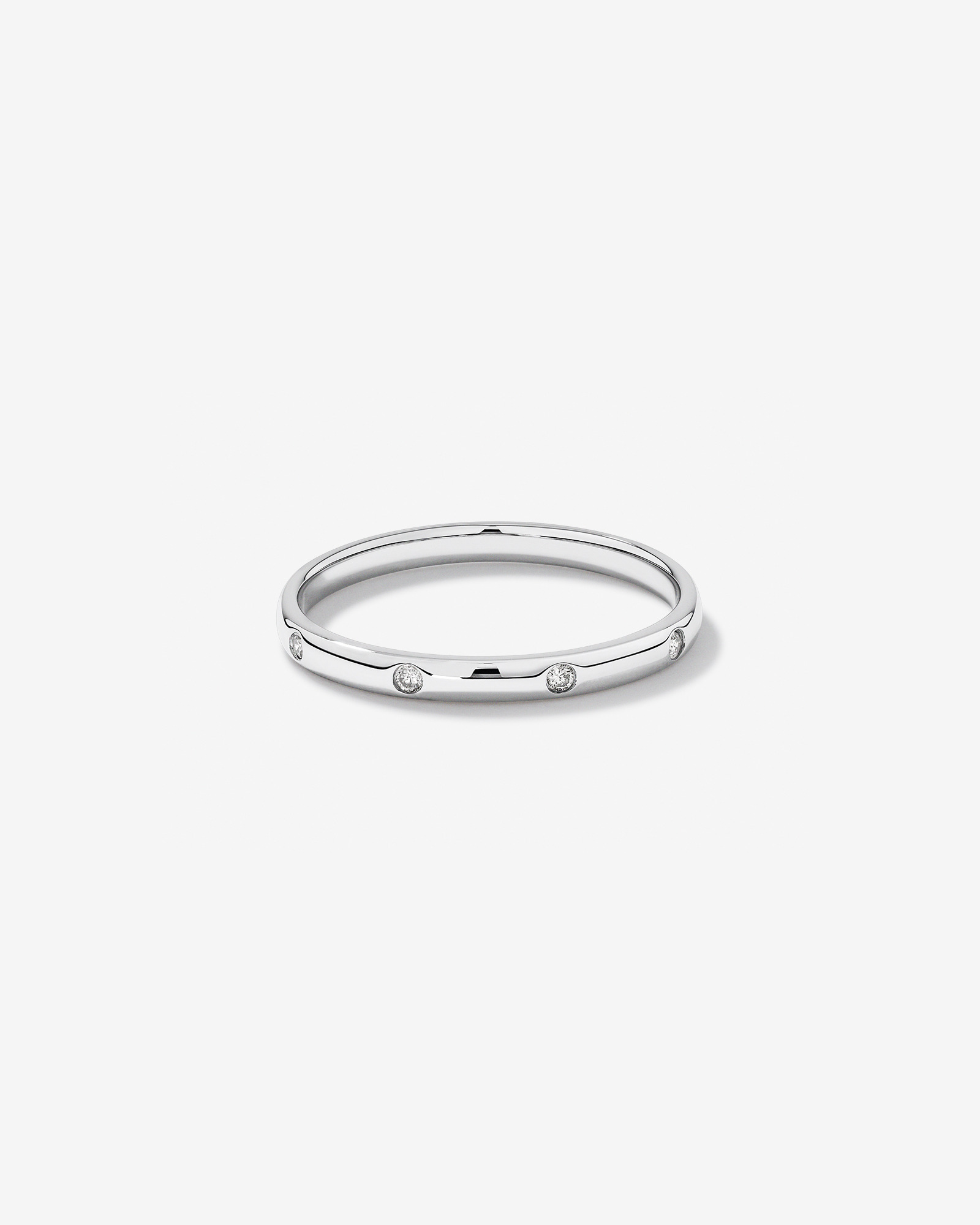 Bezel Set Diamond Accent Minimalism Ring in 10kt White Gold