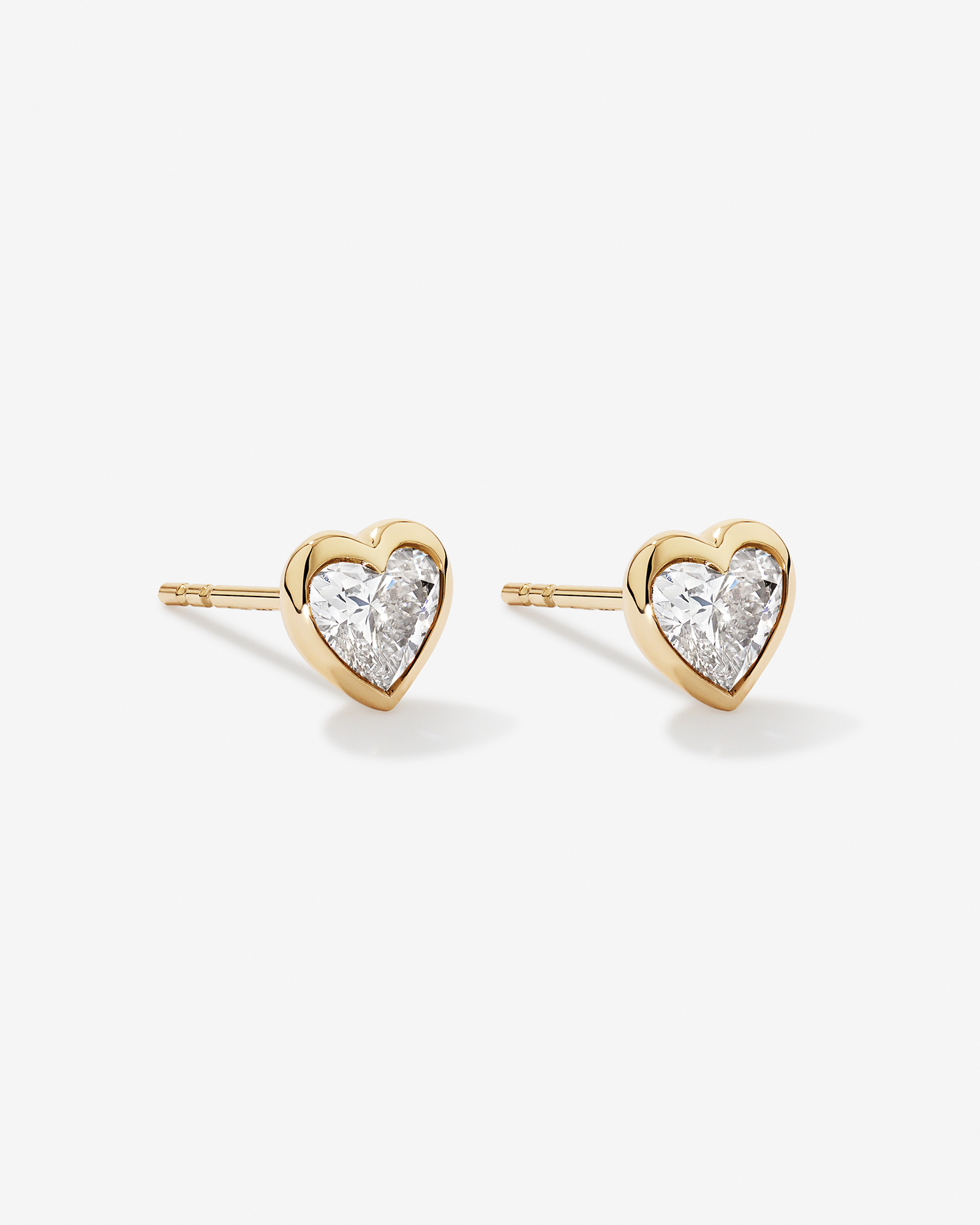 1.00 Carat TW Laboratory-Grown Diamond Heart Stud Earrings in 10kt Yellow Gold