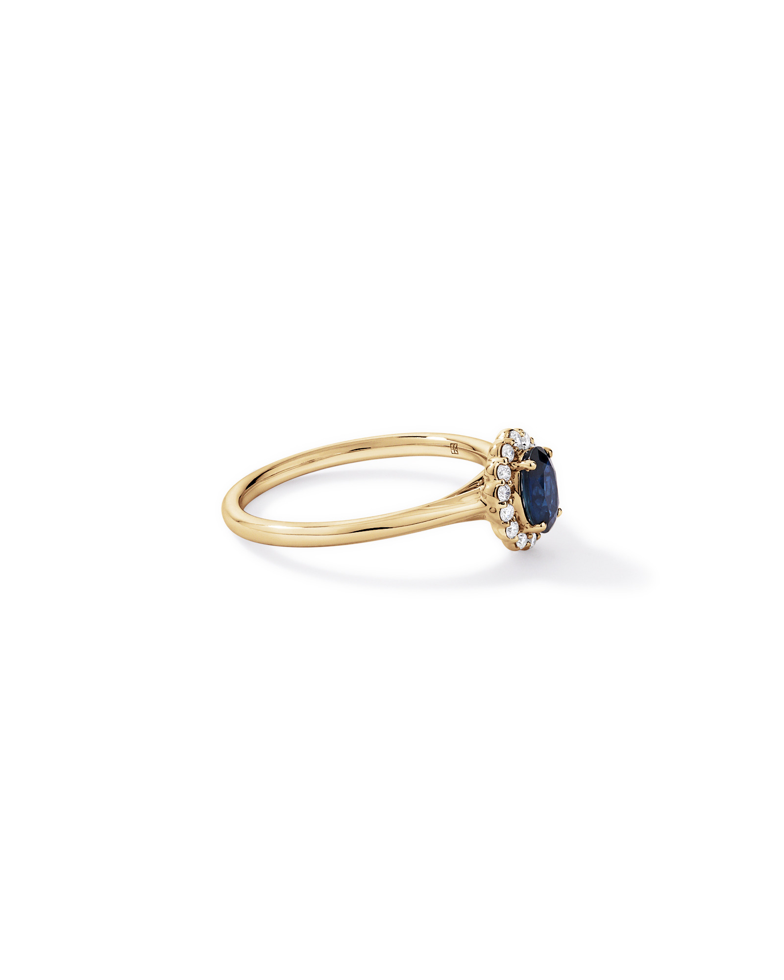 Bague halo en diamant TW saphir australien et 0,10 carat or jaune 10 carats