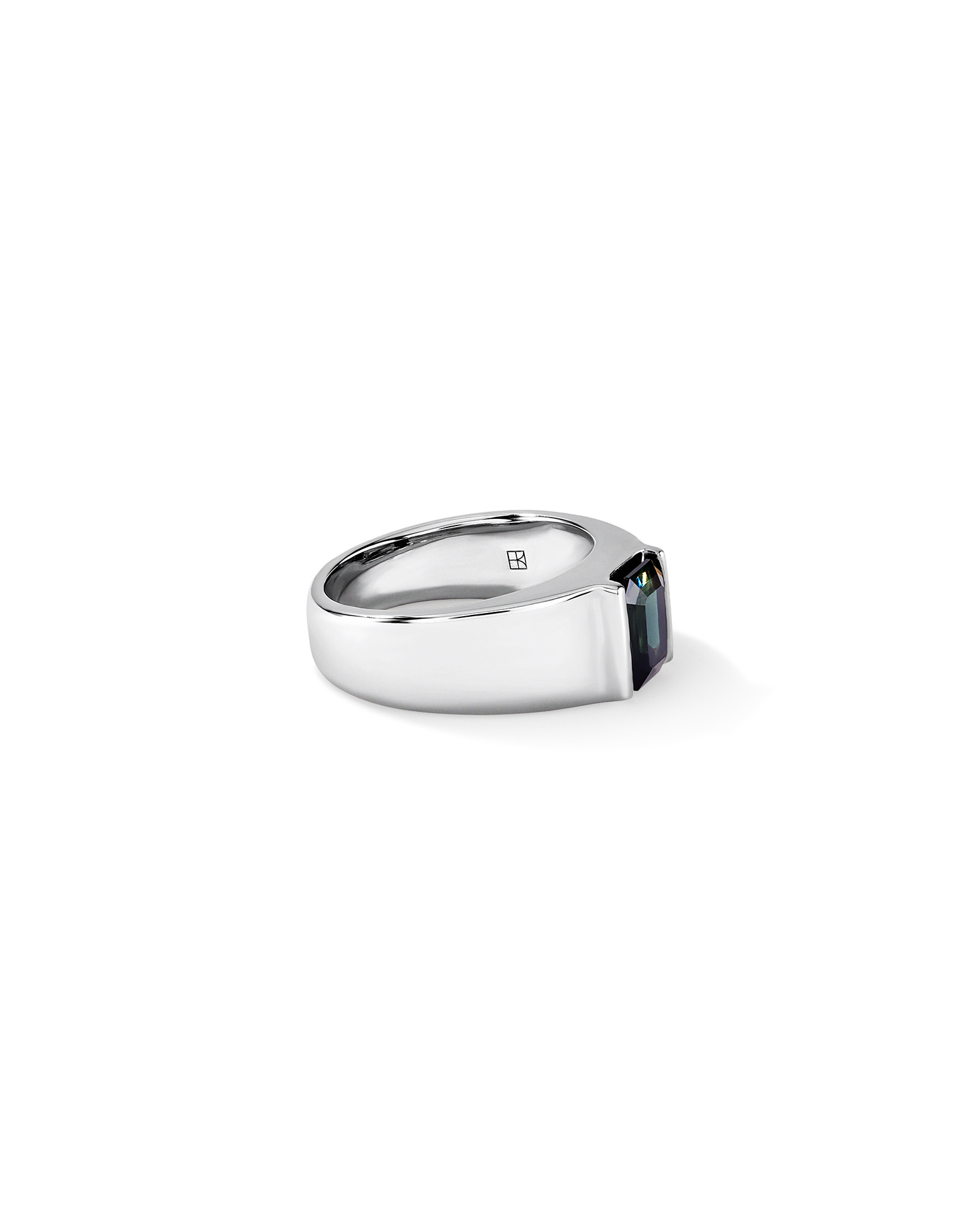 Australian Parti Sapphire Wide-Band Ring 10kt White Gold