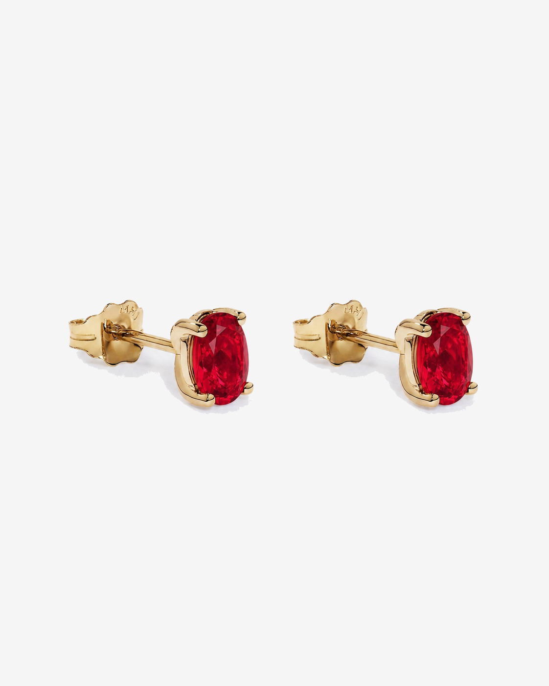Oval Ruby Stud Earrings in 10kt Yellow Gold