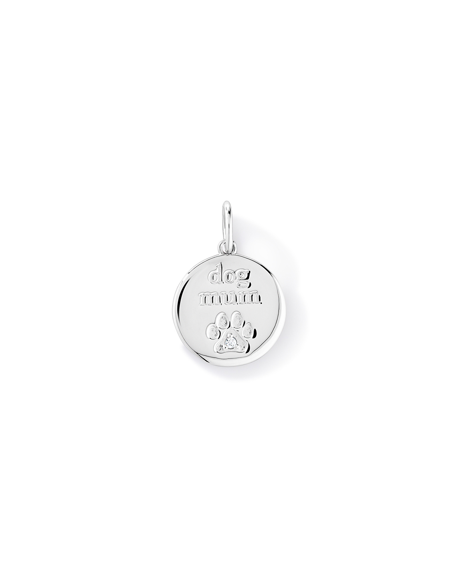 Dog Mum Cubic Zirconia Pendant in Sterling Silver