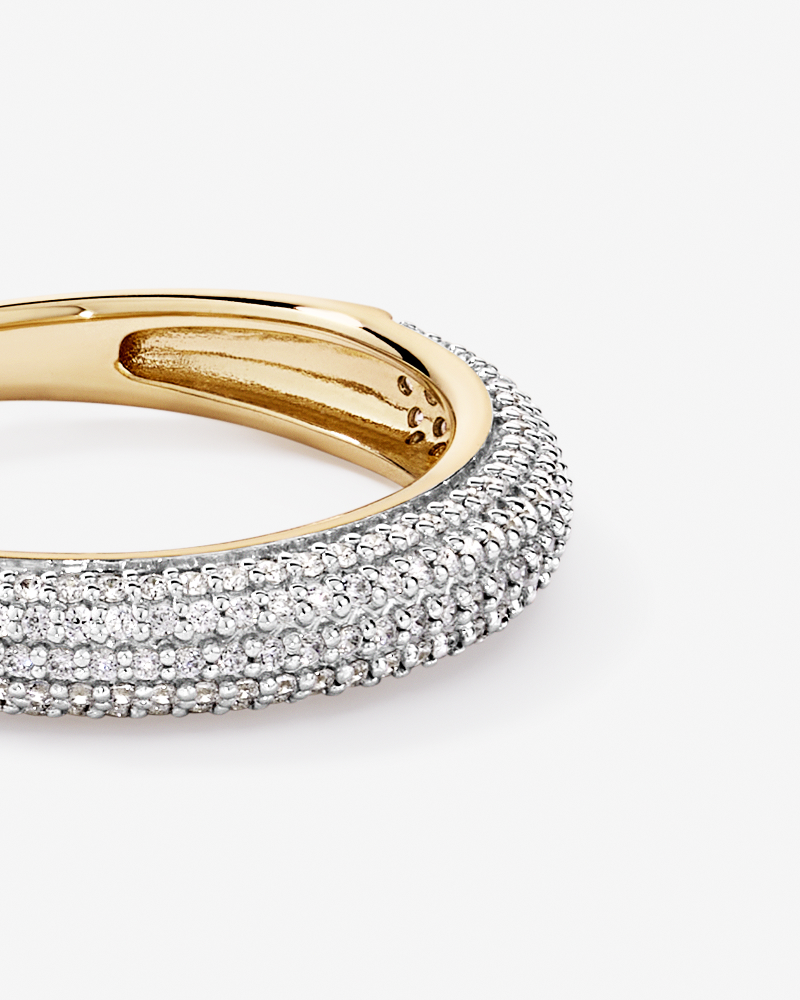 Slim Pavé Dome Ring with Cubic Zirconia in 18kt Vermeil