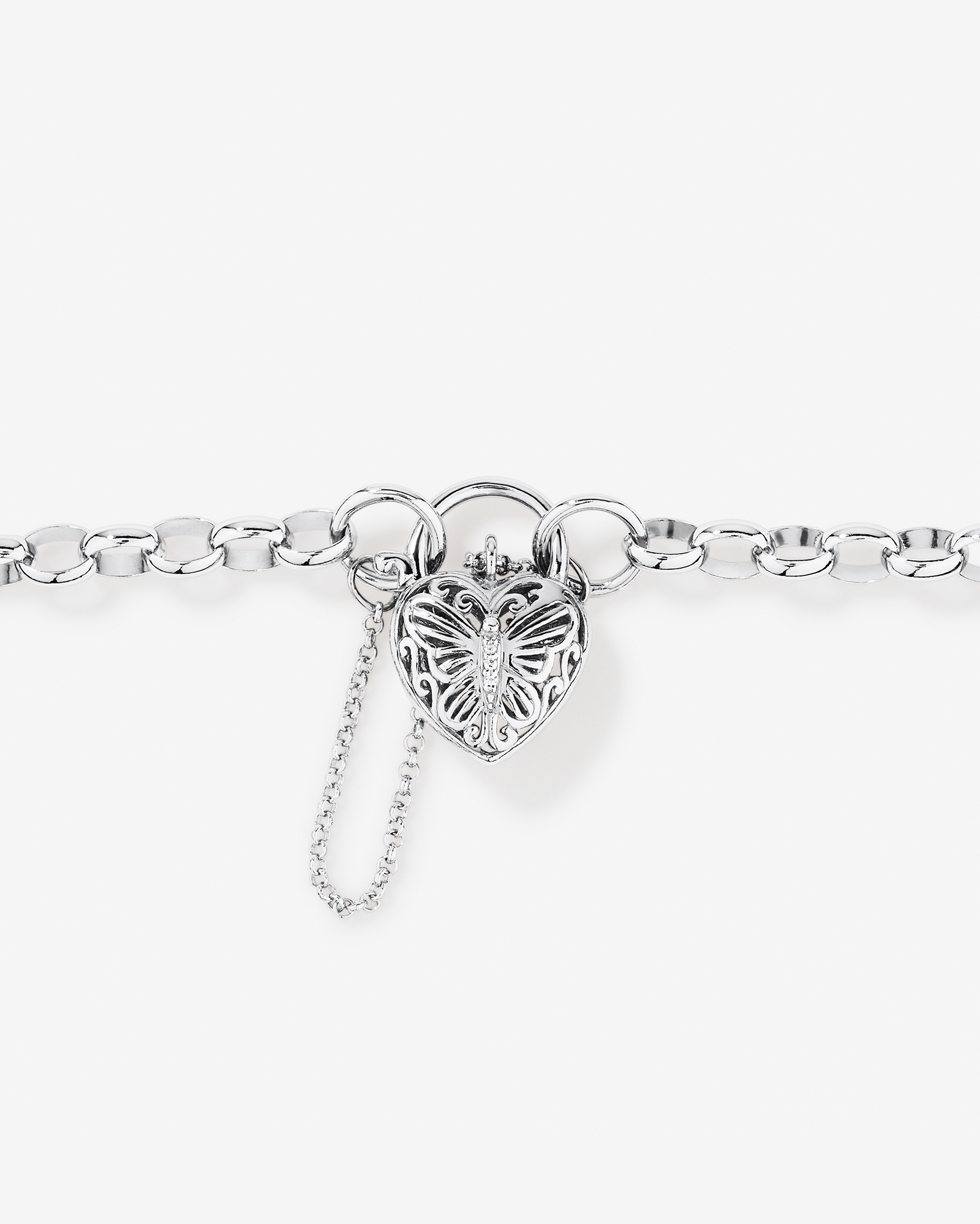 Bracelet Belcher avec Cadenas Papillon en Zircon Cubique en Argent Sterling