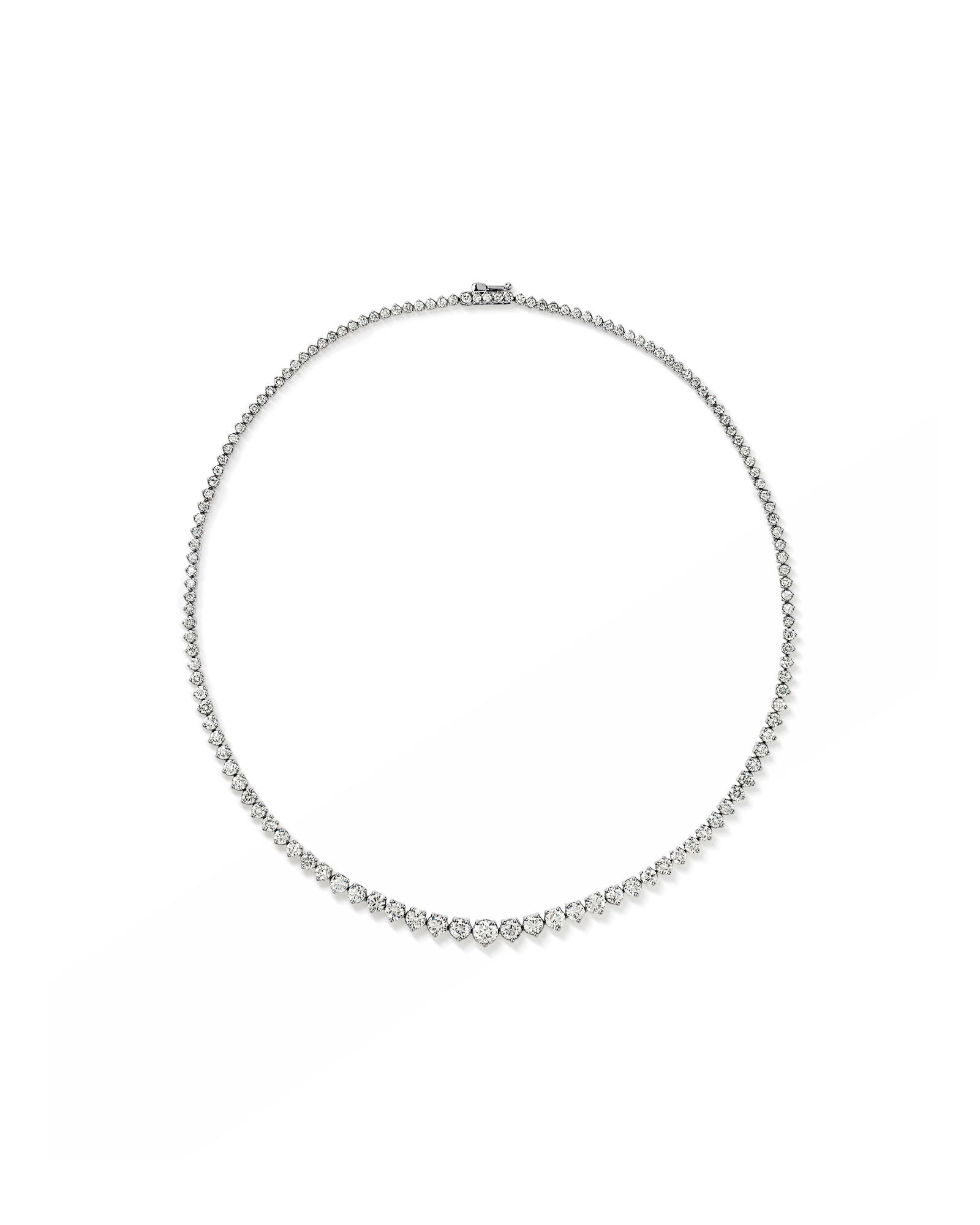 Collier de tennis TW Graduation Diamond Riviera de 10,00 carats en or blanc 18 carats