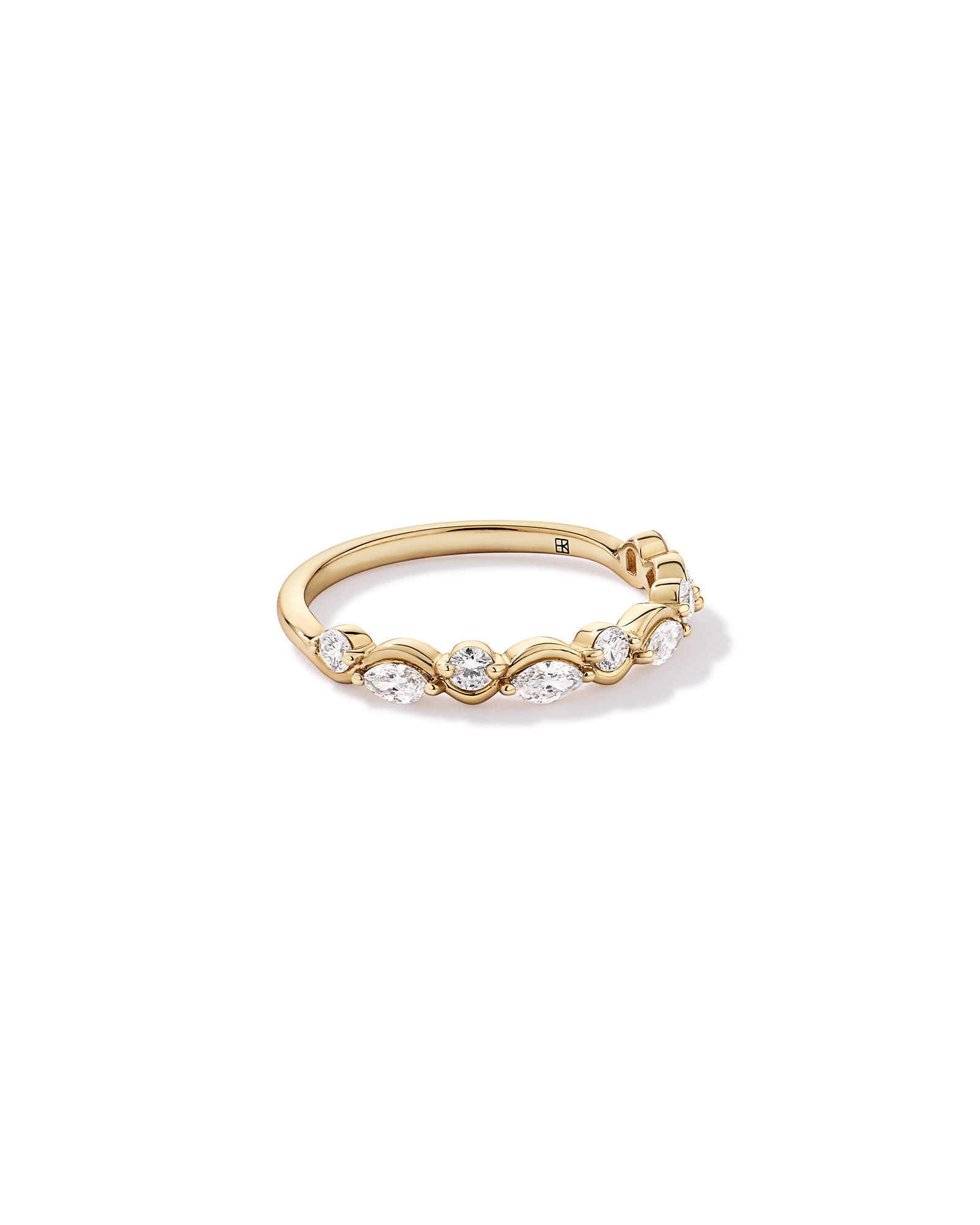 0.43TW Marquise and Round Brilliant Diamond Twist Wedding Ring 14kt Yellow Gold