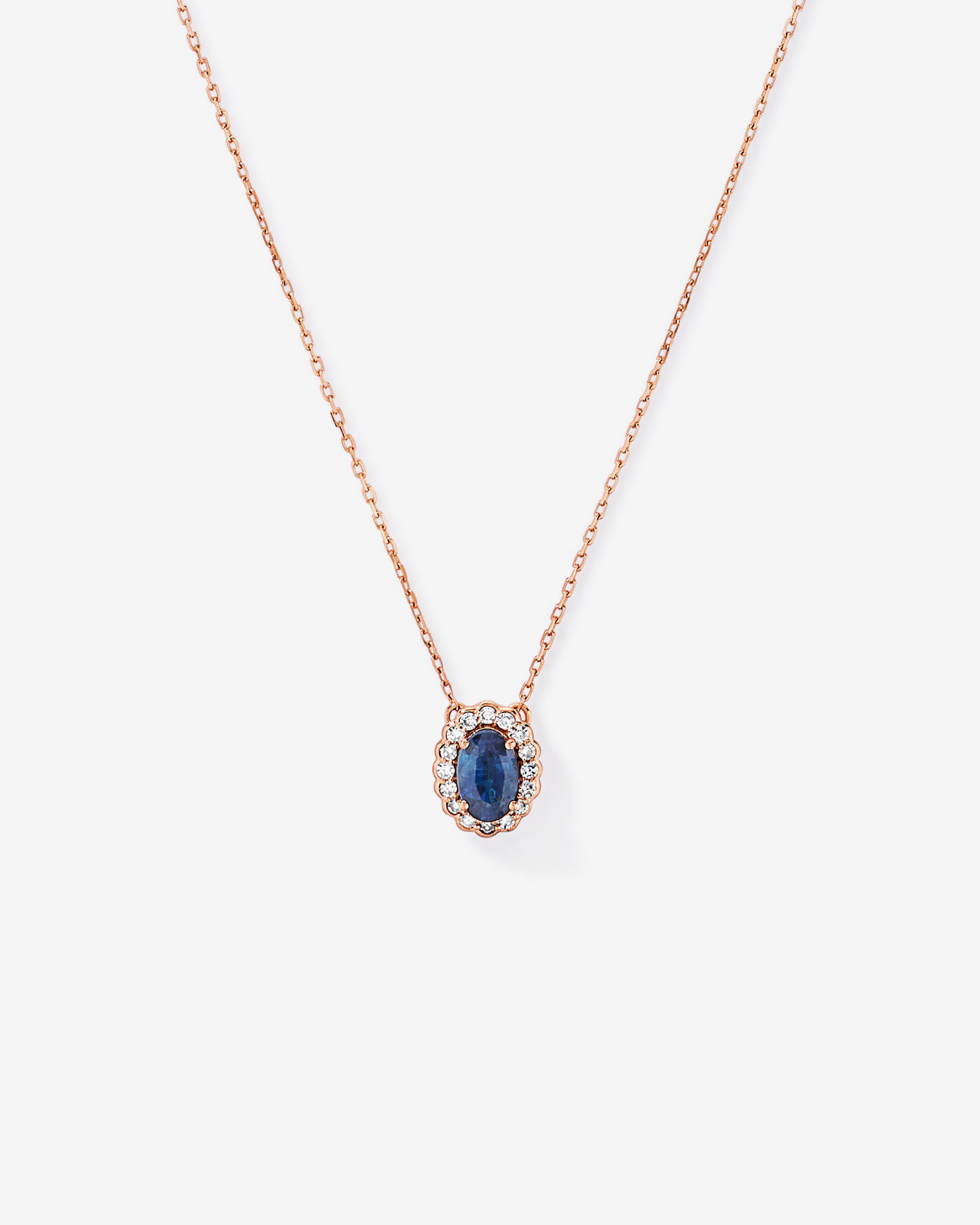 Australian Sapphire & 0.09 Carat TW Diamond Halo Necklace in 10kt White Gold