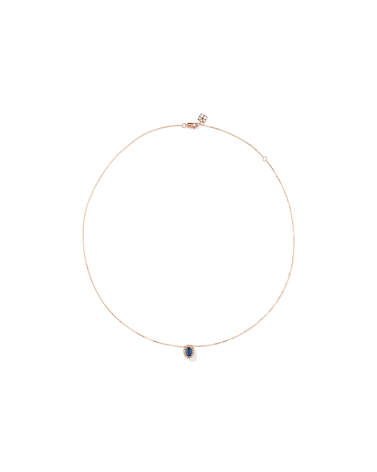 Australian Sapphire & 0.09 Carat TW Diamond Halo Necklace in 10kt White Gold