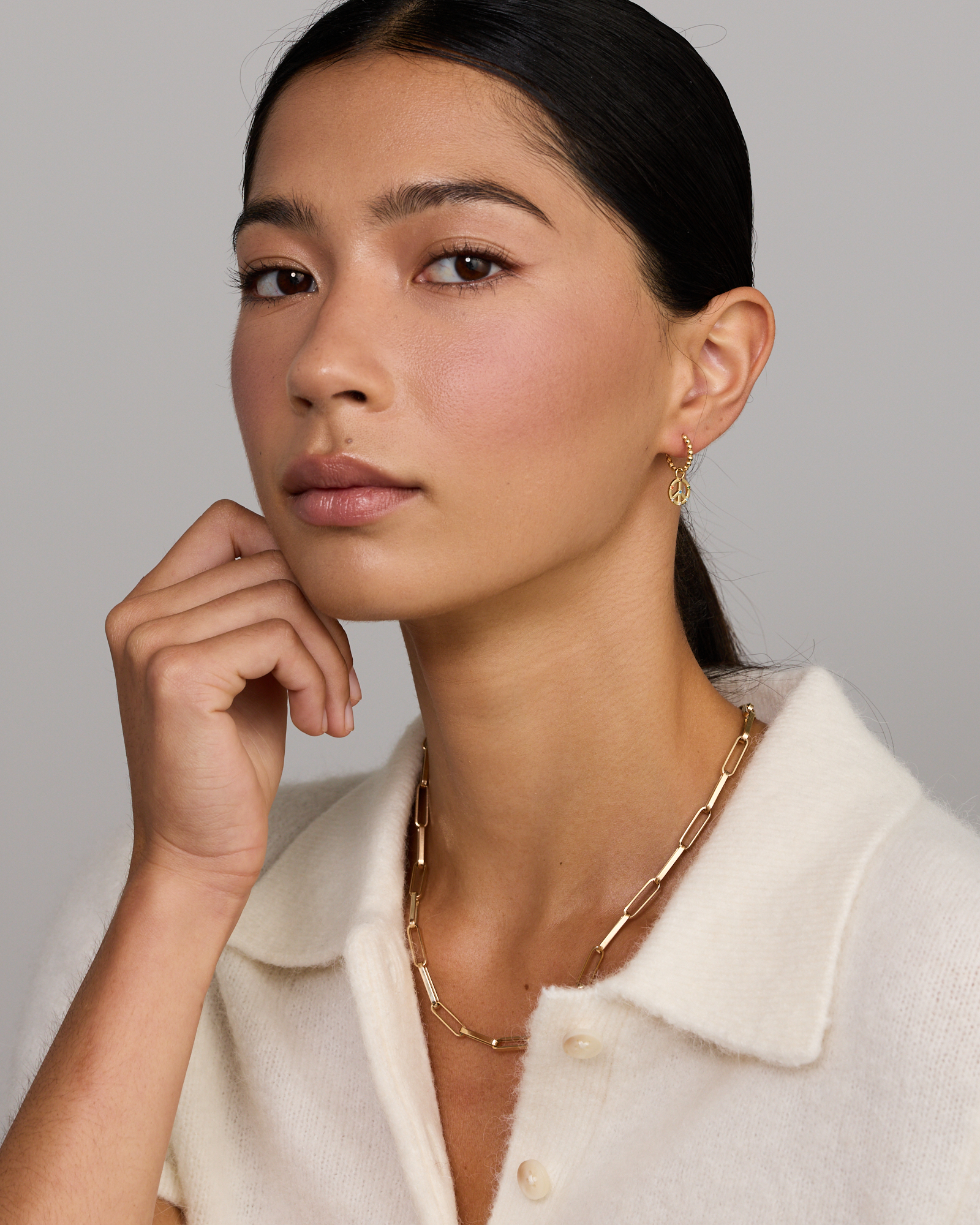 Peace Earring Charm in 18Kt Vermeil with Cubic Zirconia