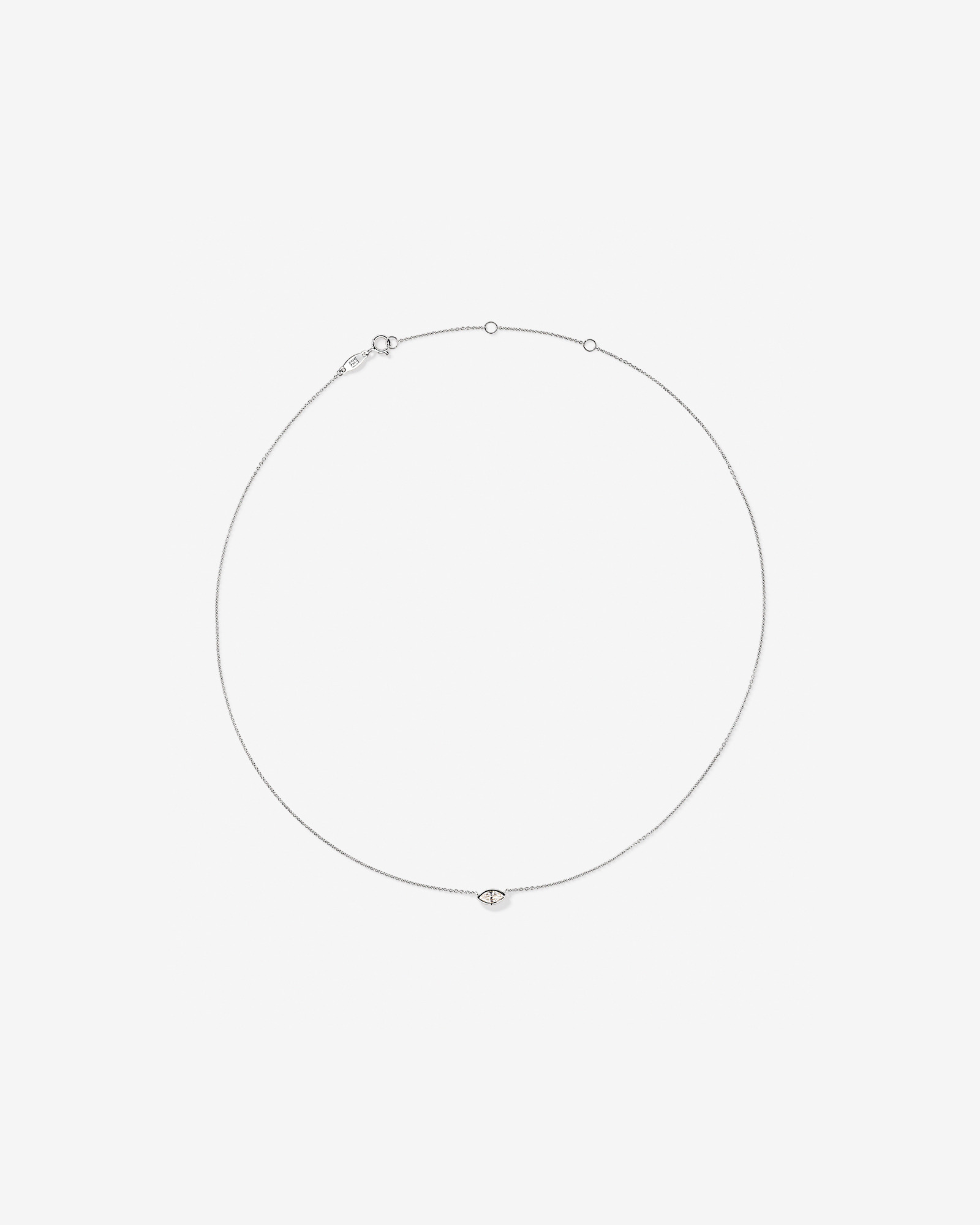Marquise Cut White Created Sapphire Bezel Necklace in 10kt White Gold