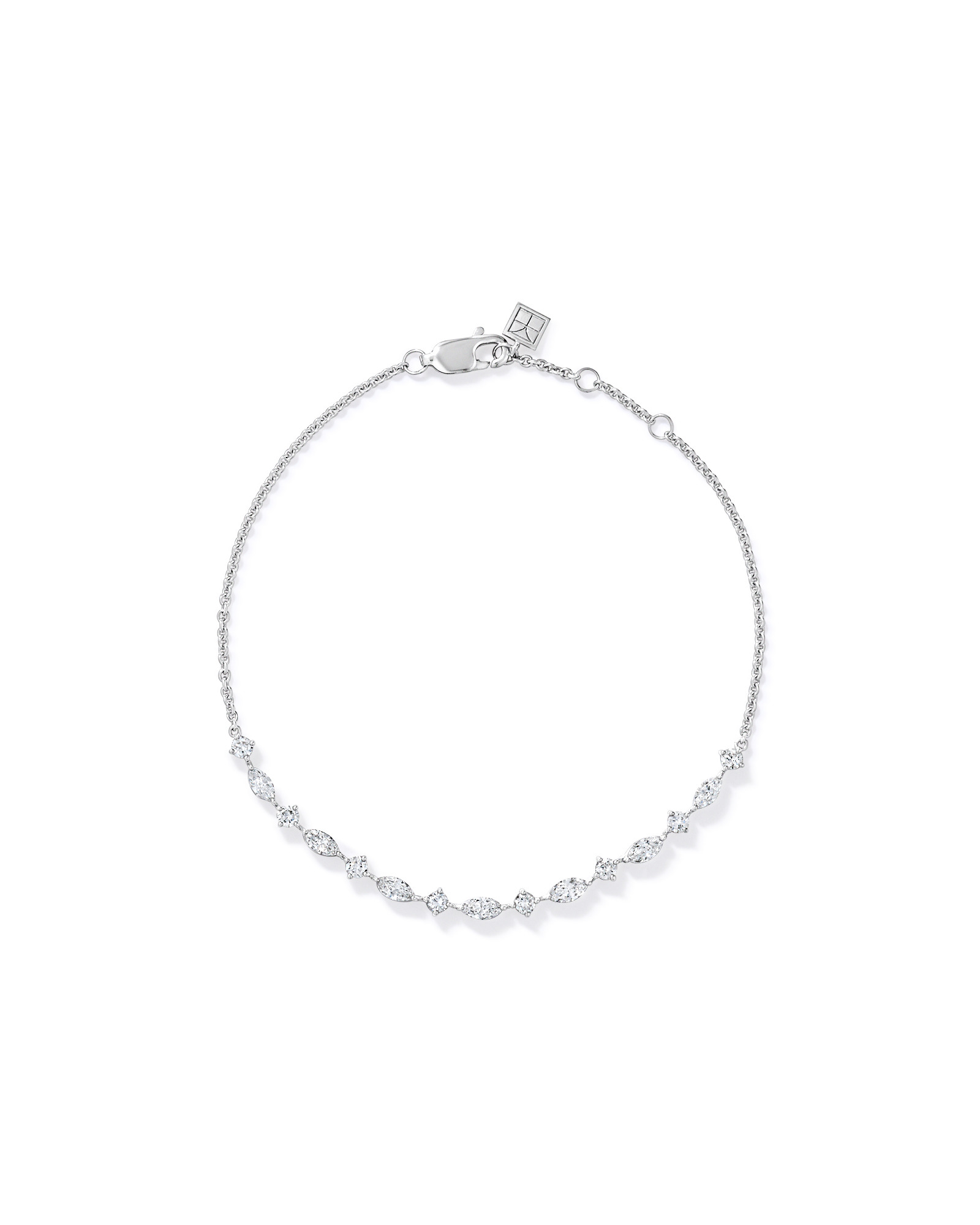 1.10TW Marquise & Round Brilliant Lab Tennis Bracelet Silver