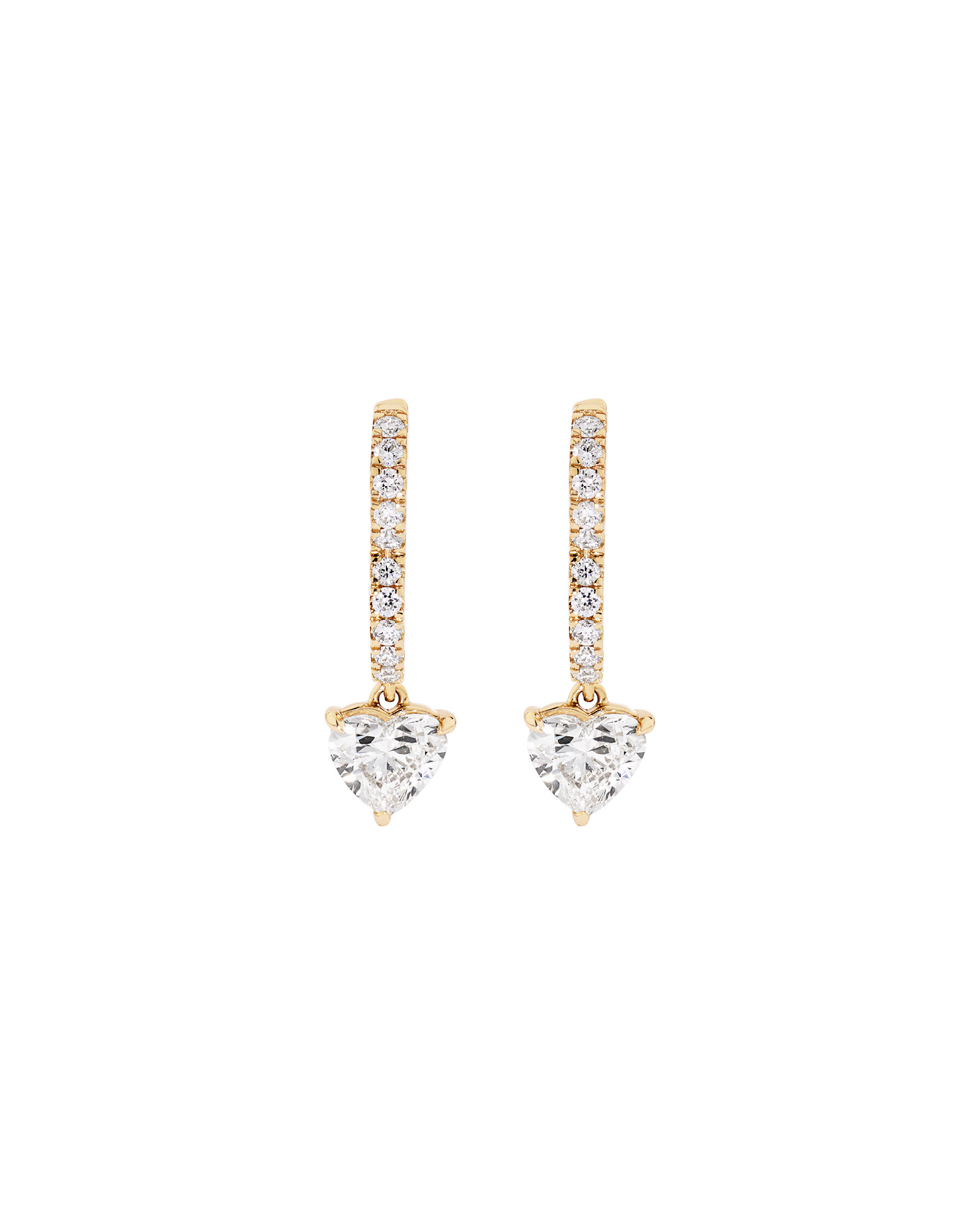 1.19 Carat Laboratory-Grown Diamond Heart Drop Earrings  in 10kt Yellow Gold