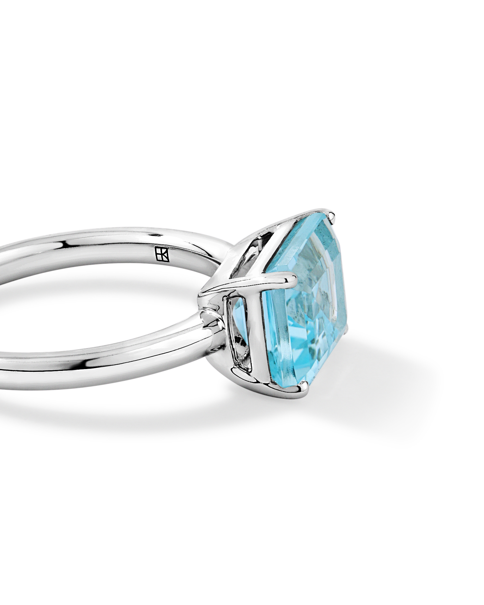 Emerald Cut Sky Blue Topaz East-to-West Set Ring Sterling Silver