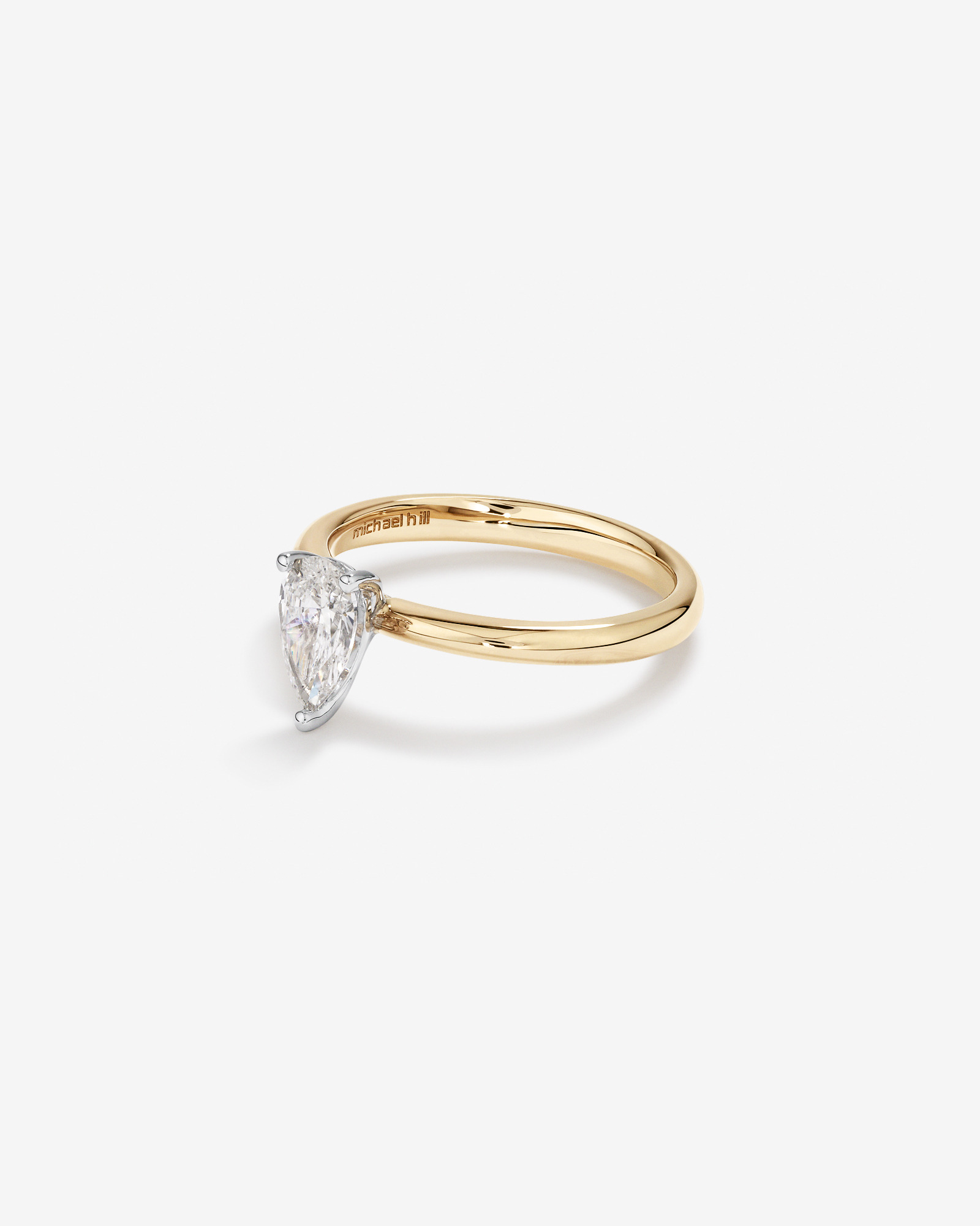 Bague de fiançailles solitaire diamant taille poire certifié TW de 0,70 carat en or jaune et blanc 18 carats