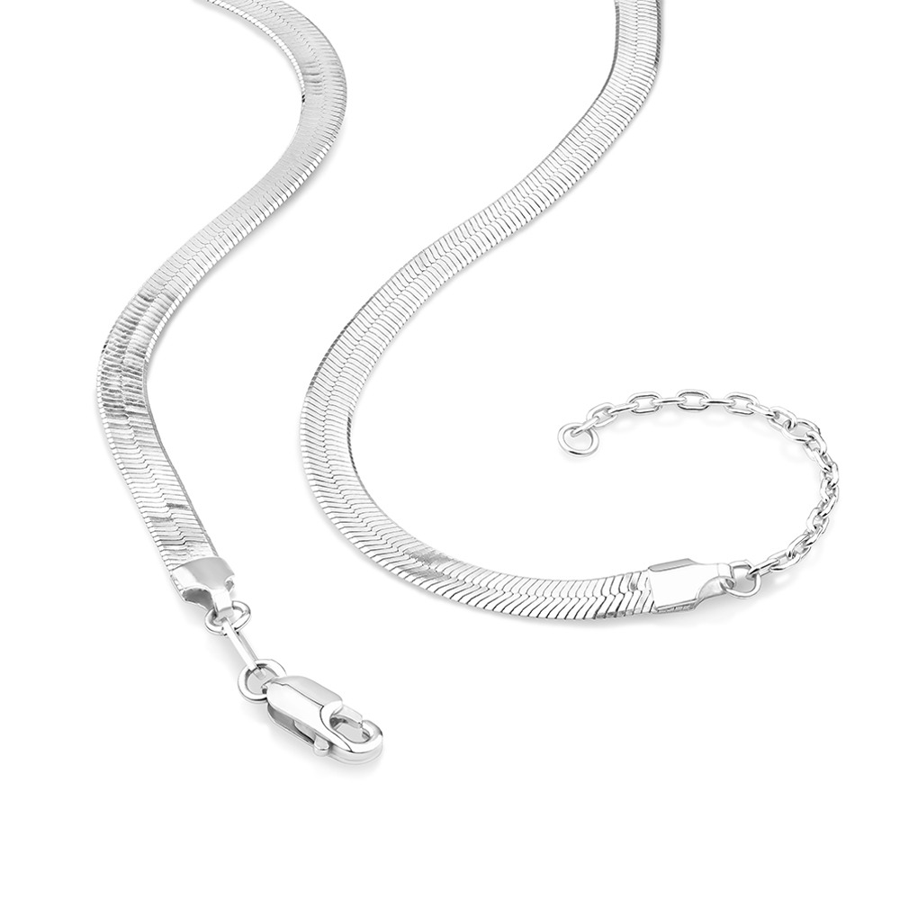 50cm (20") 4.5mm-5mm Width Herringbone Chain In Sterling Silver