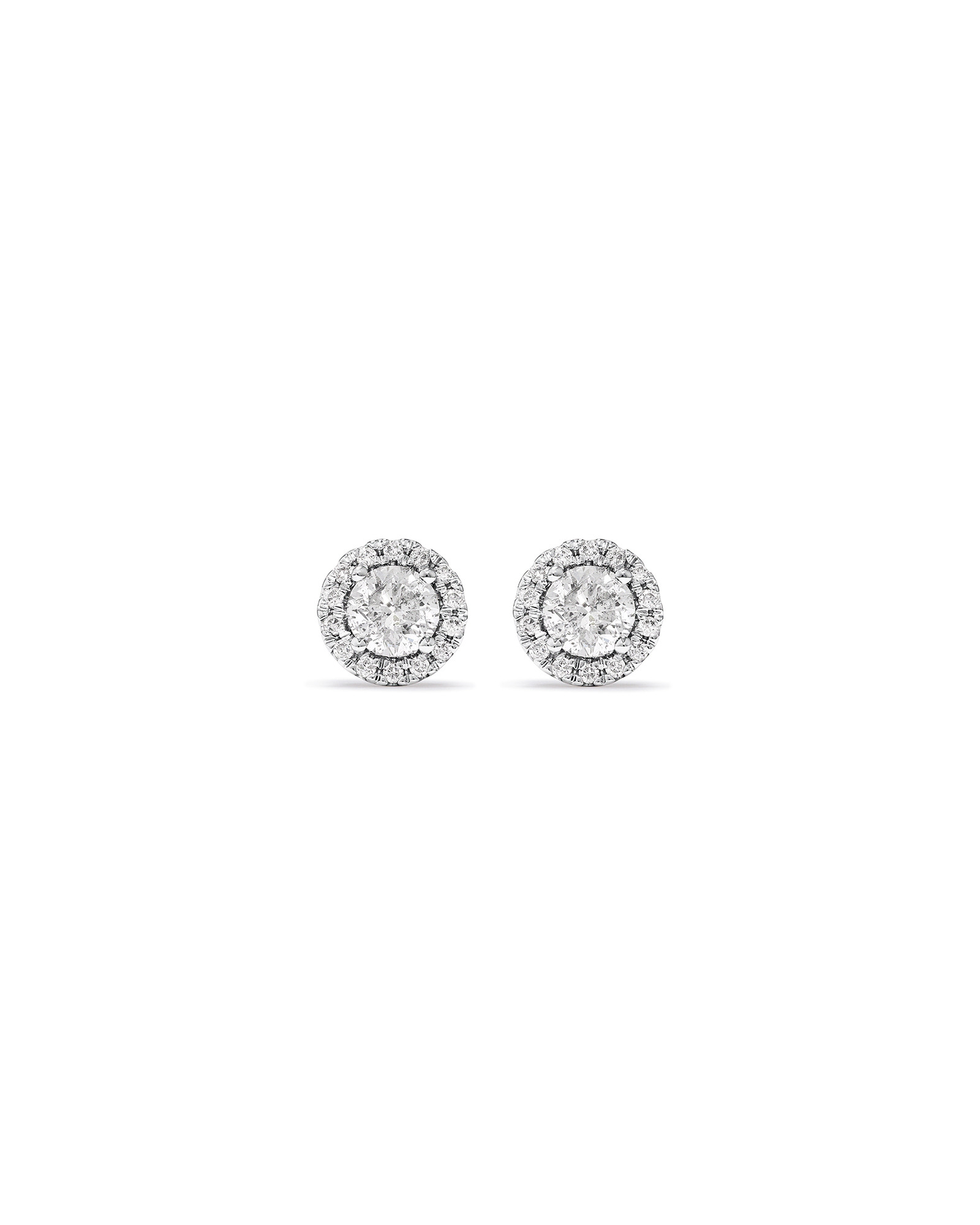 0.44 Carat TW Round Diamond Halo Stud Earrings in 10kt White Gold