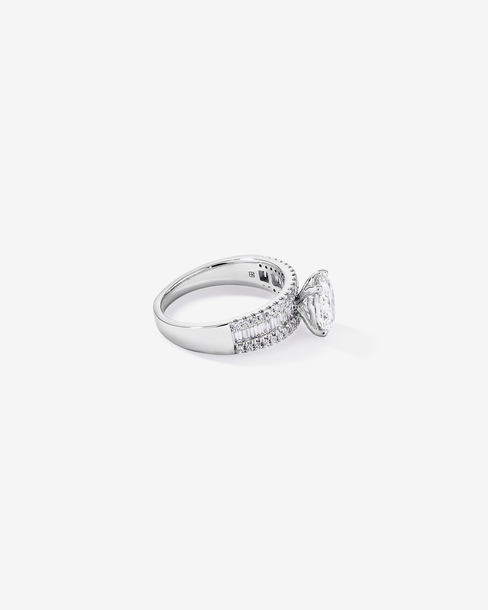 2.21 Carat TW Oval and Baguette Laboratory-Grown Side Accent Diamond Ring 14kt White Gold