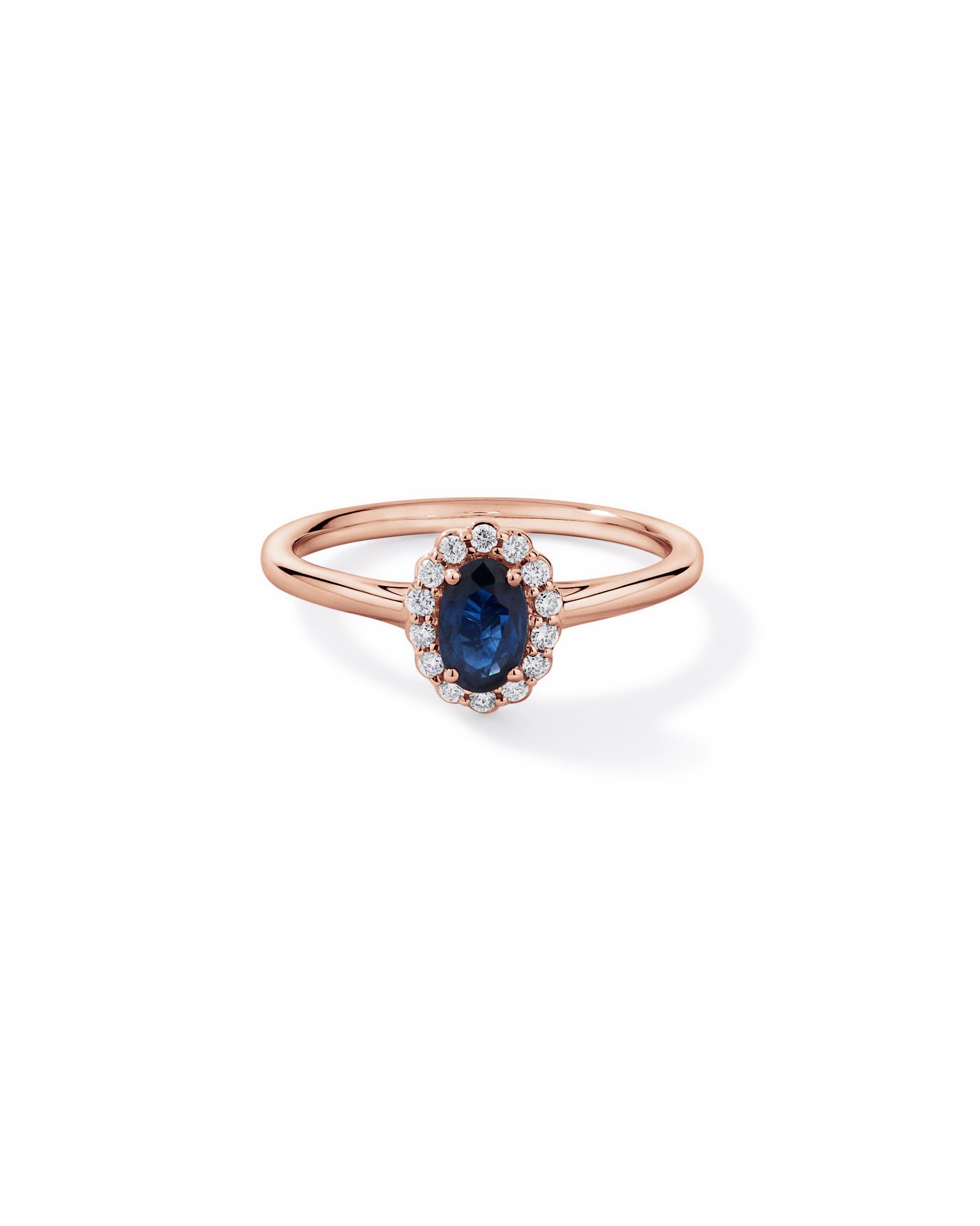 Australian Sapphire & 0.10 Carat TW Diamond Halo Ring 10kt Rose Gold