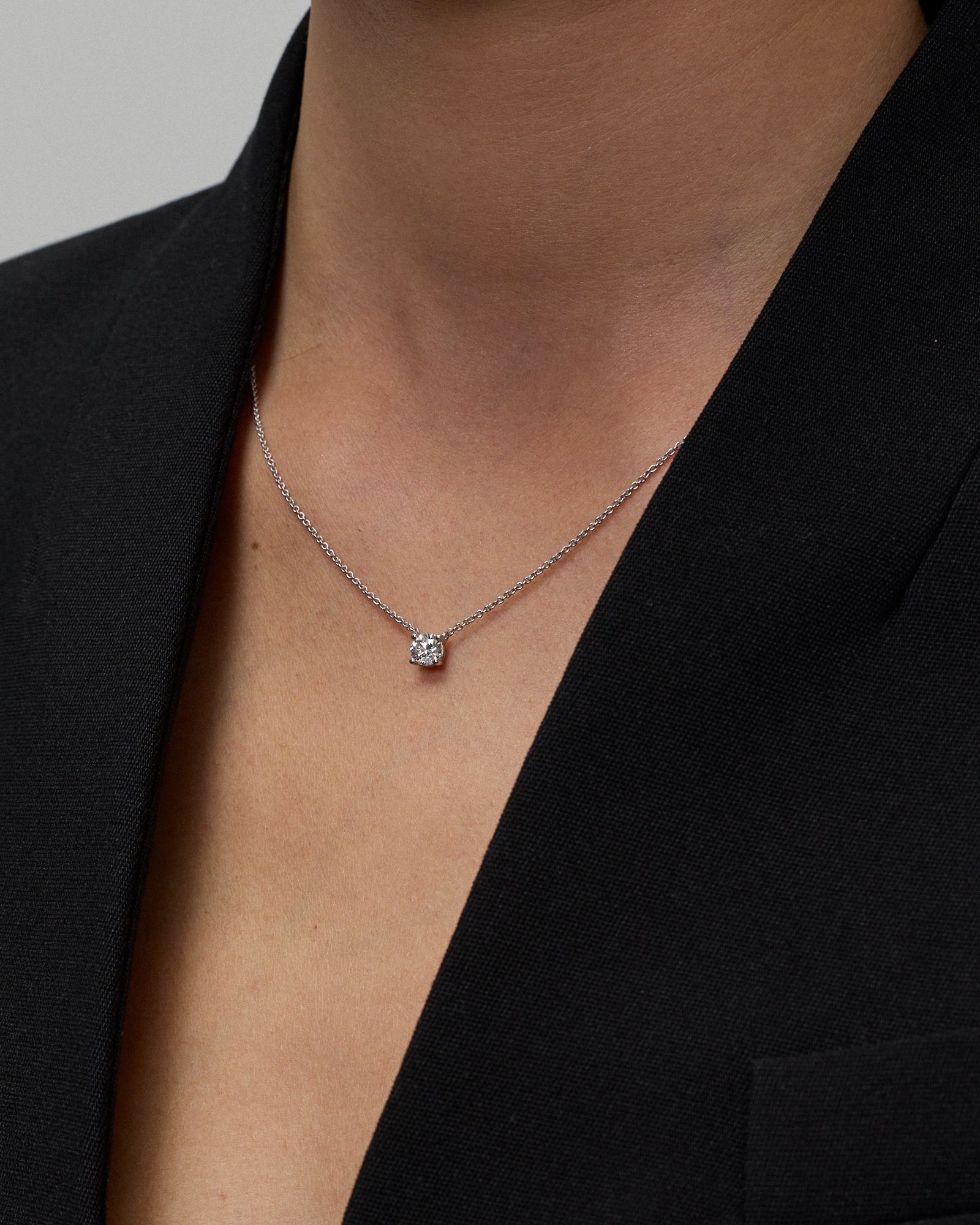 0.50TW Lab Diamond Round Brilliant Solitaire Necklace in Silver