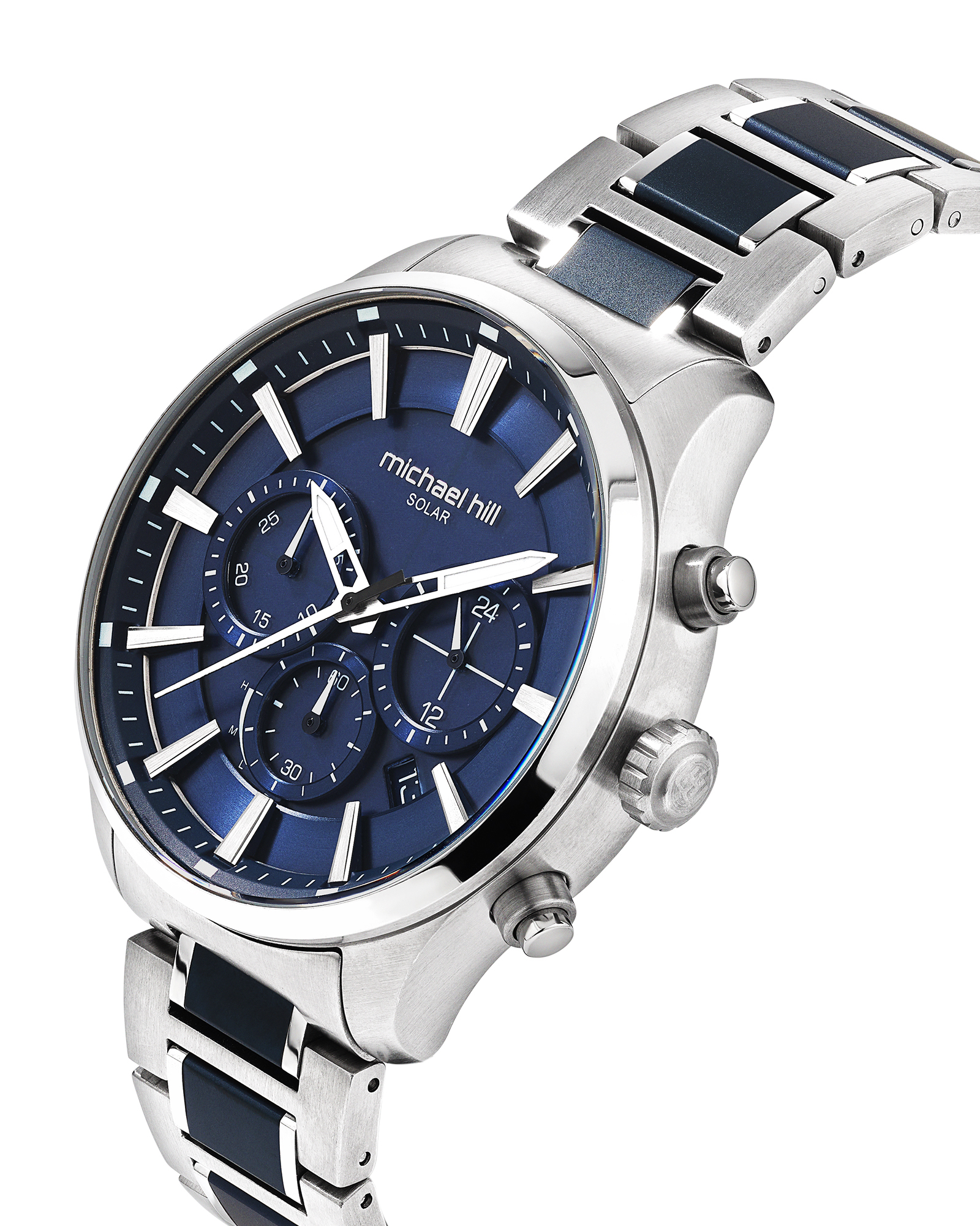 Solar Powered Men's Watch with Blue Tone Stainless Steel