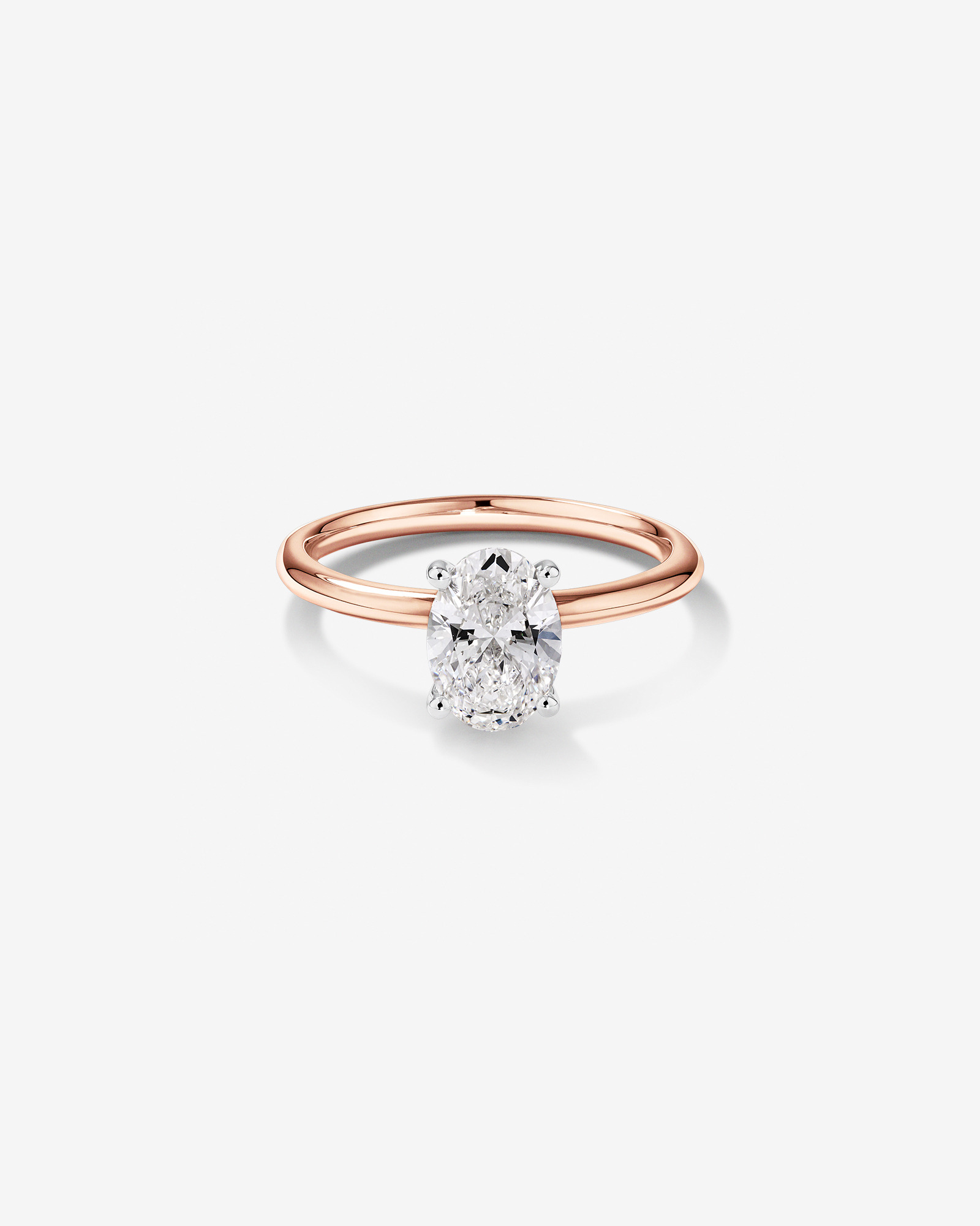 Bague de fiançailles solitaire ovale en diamant cultivé en laboratoire TW de 1,25 carat en or rose et blanc 14 carats