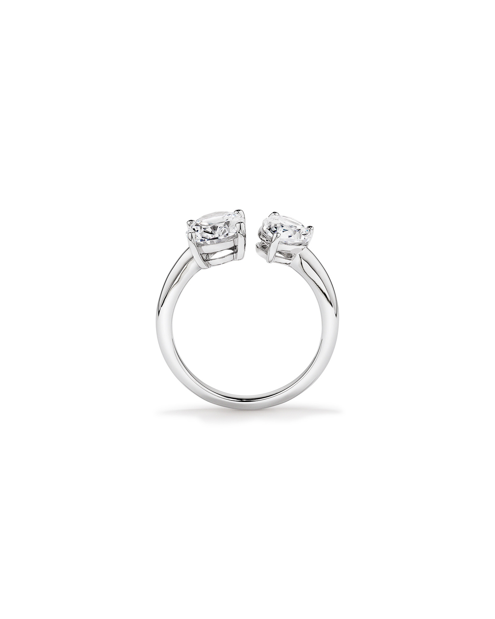 Bague Toi Et Moi En Argent Sterling Avec Zircon Cubique En Forme De Poire Et D'Ovale