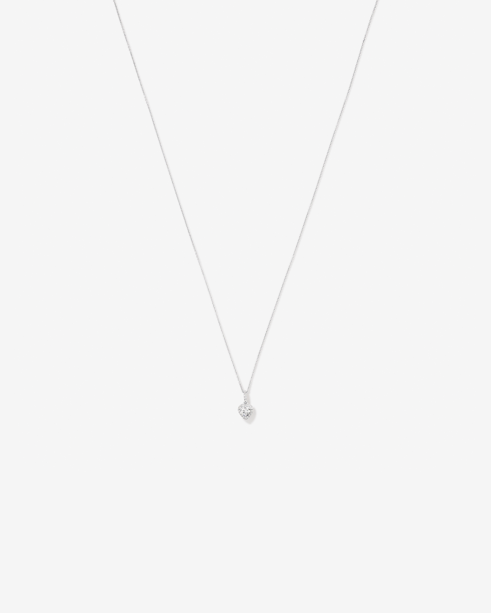 Collier Pendentif Halo En Forme De Cœur Avec Zircon Cubique En Argent Sterling