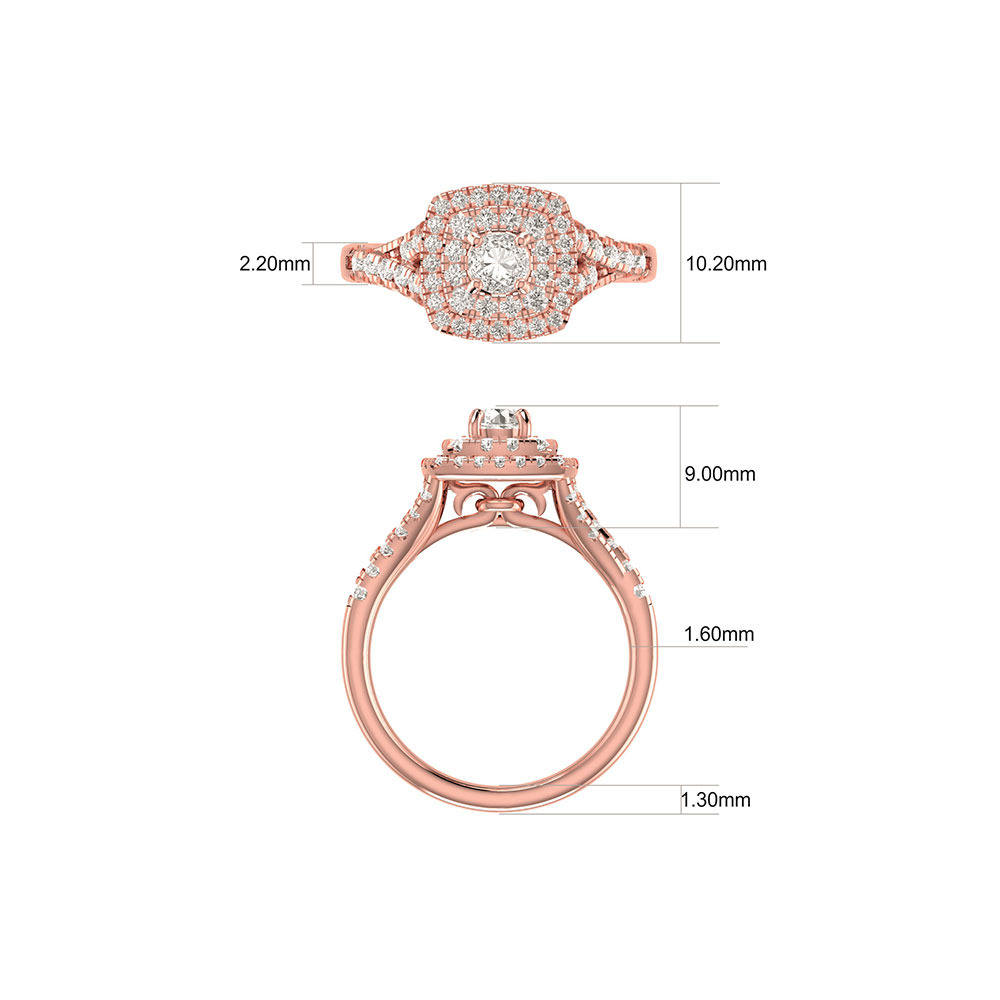 Ensemble nuptial en or rose 14 K avec diamants totalisant 1,18 ct