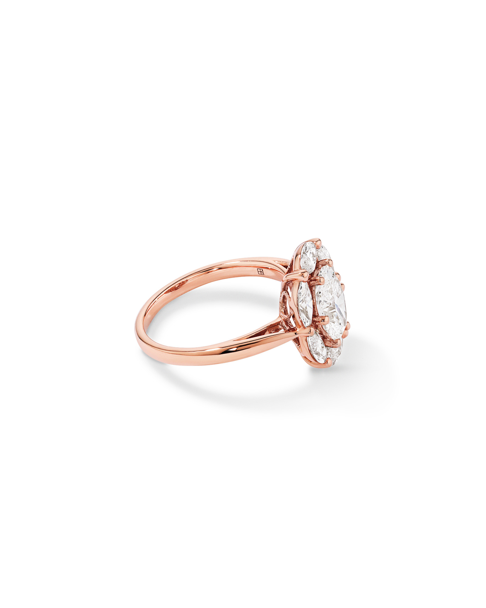 2.68 Carat TW Oval and Marquise Laboratory-Grown Diamond Halo Ring 14kt Rose Gold