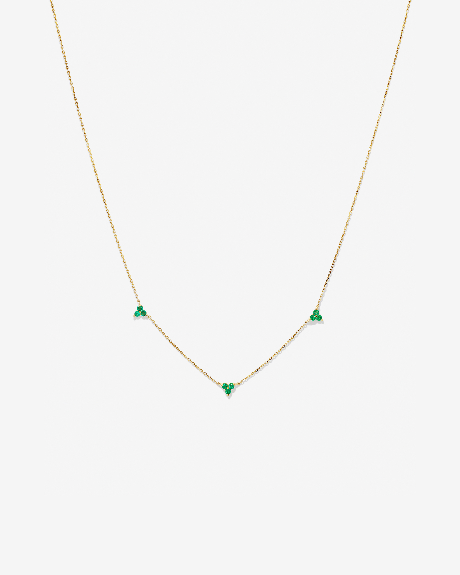 Emerald Trio Station Necklace in 10kt Yellow Gold
