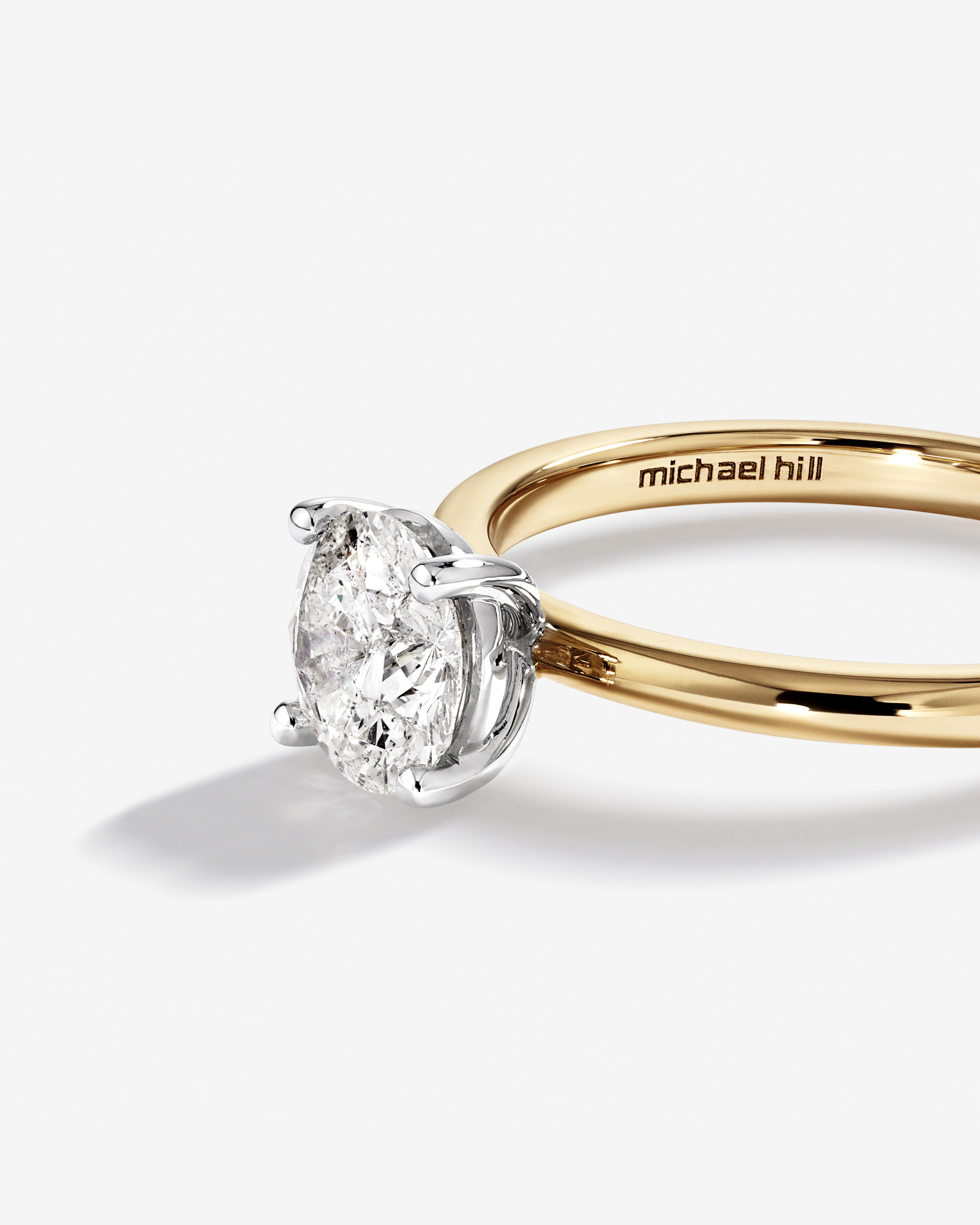 Bague de Fiançailles Solitaire en Diamant Rond Brillant 1,00 Carat TW en Or Blanc et Jaune 14 kt