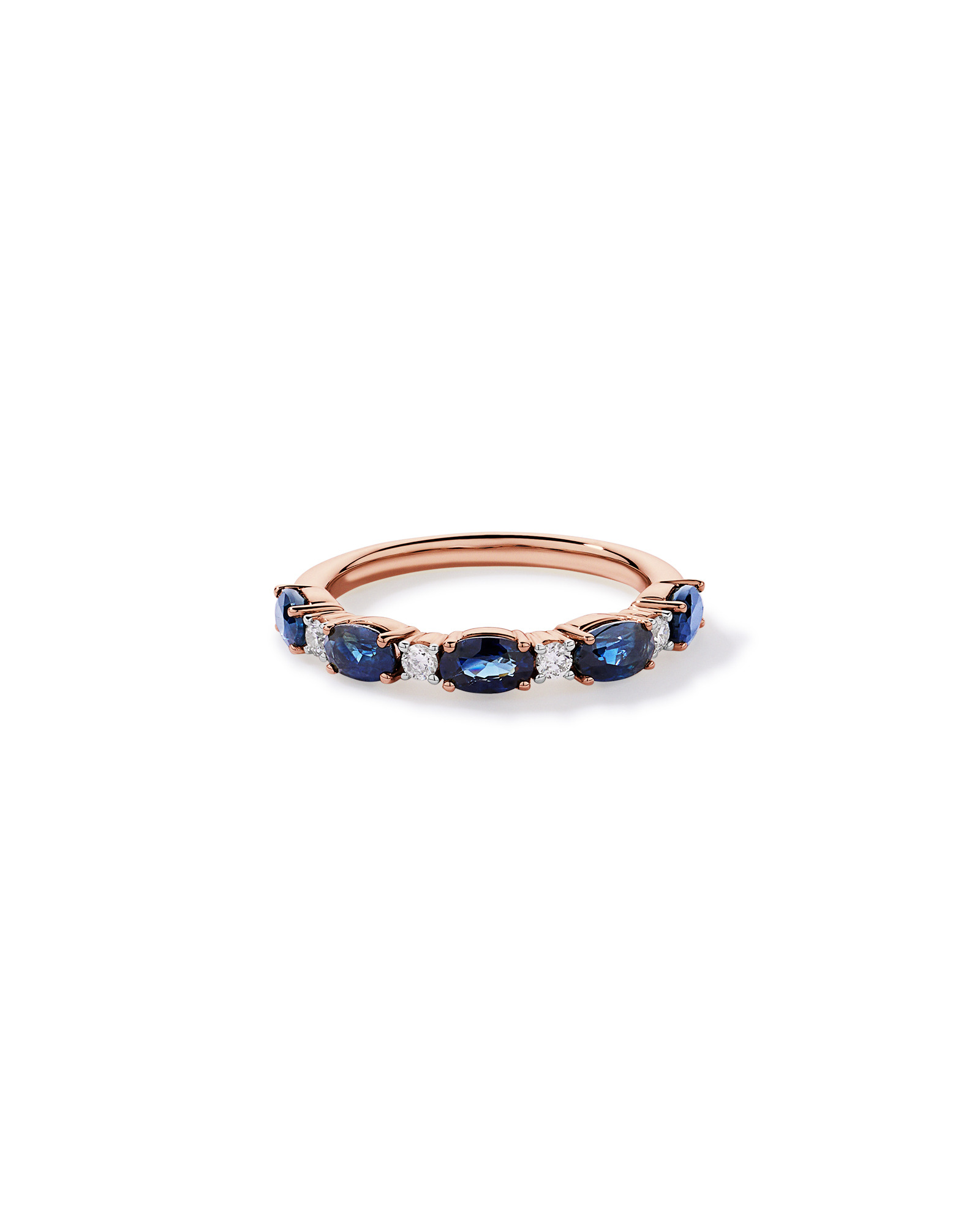 Australian Sapphire & 0.12 Carat TW Diamond Alternating Ring 10kt Rose Gold