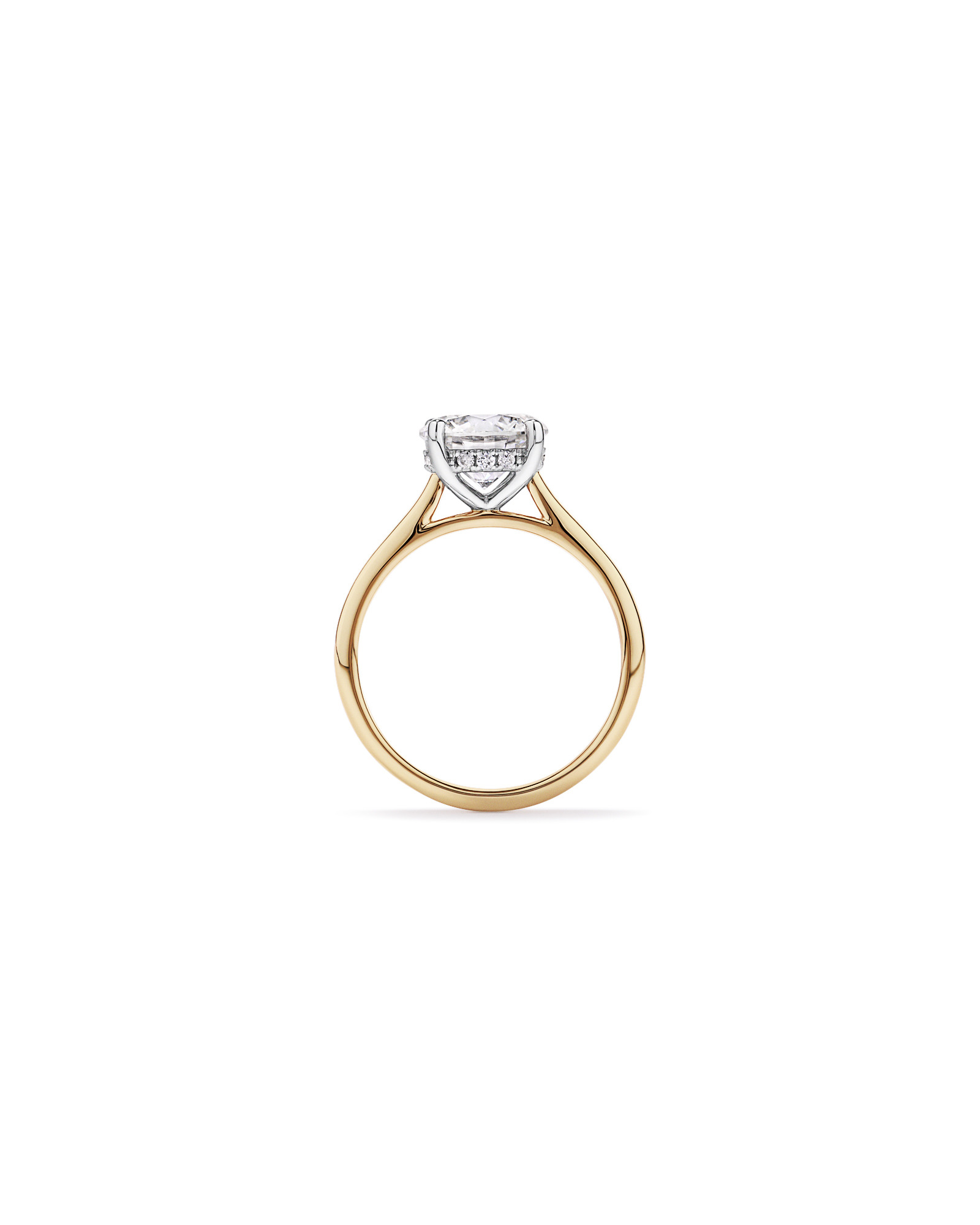 Bague solitaire en or jaune et blanc 14 carats, sertie d'un diamant rond brillant de 2,32 cultivé laboratoire