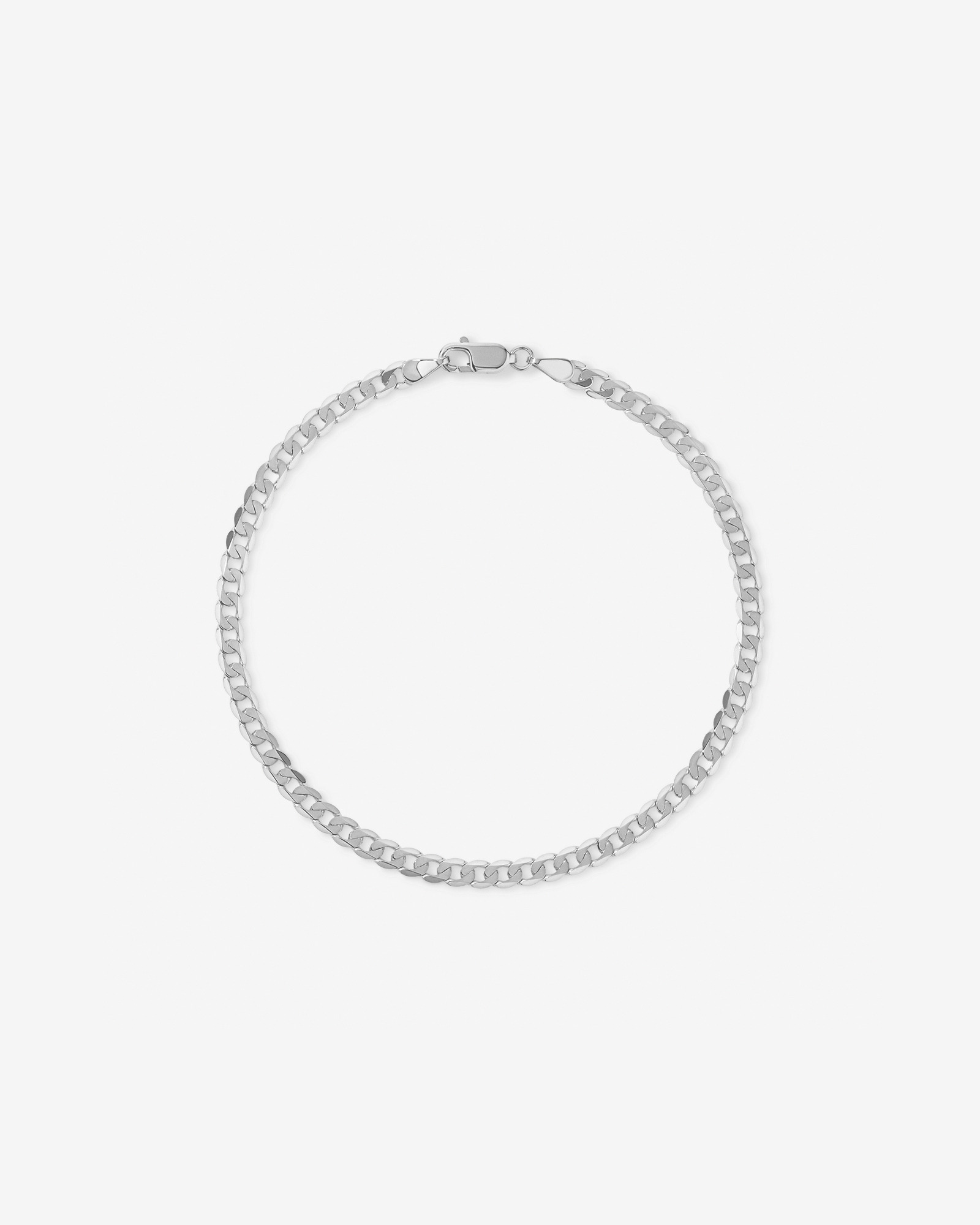 23cm (8.5") 3.75mm Flat Beveled Curb Bracelet in 10kt White Gold