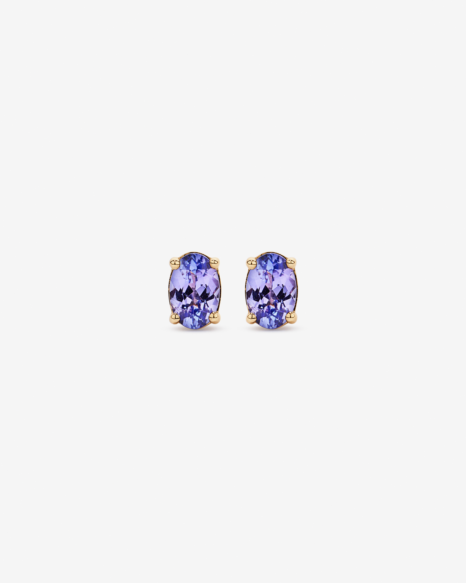 Tanzanite Solitaire Stud Earrings in 10kt Yellow Gold