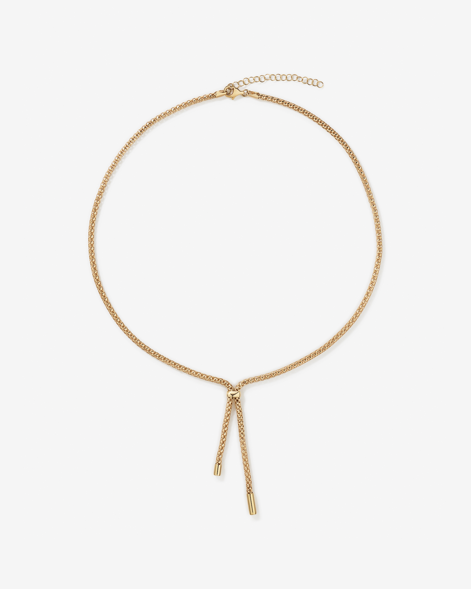 50cm (20") Popcorn Mesh Lariat Necklace in 10kt Gold