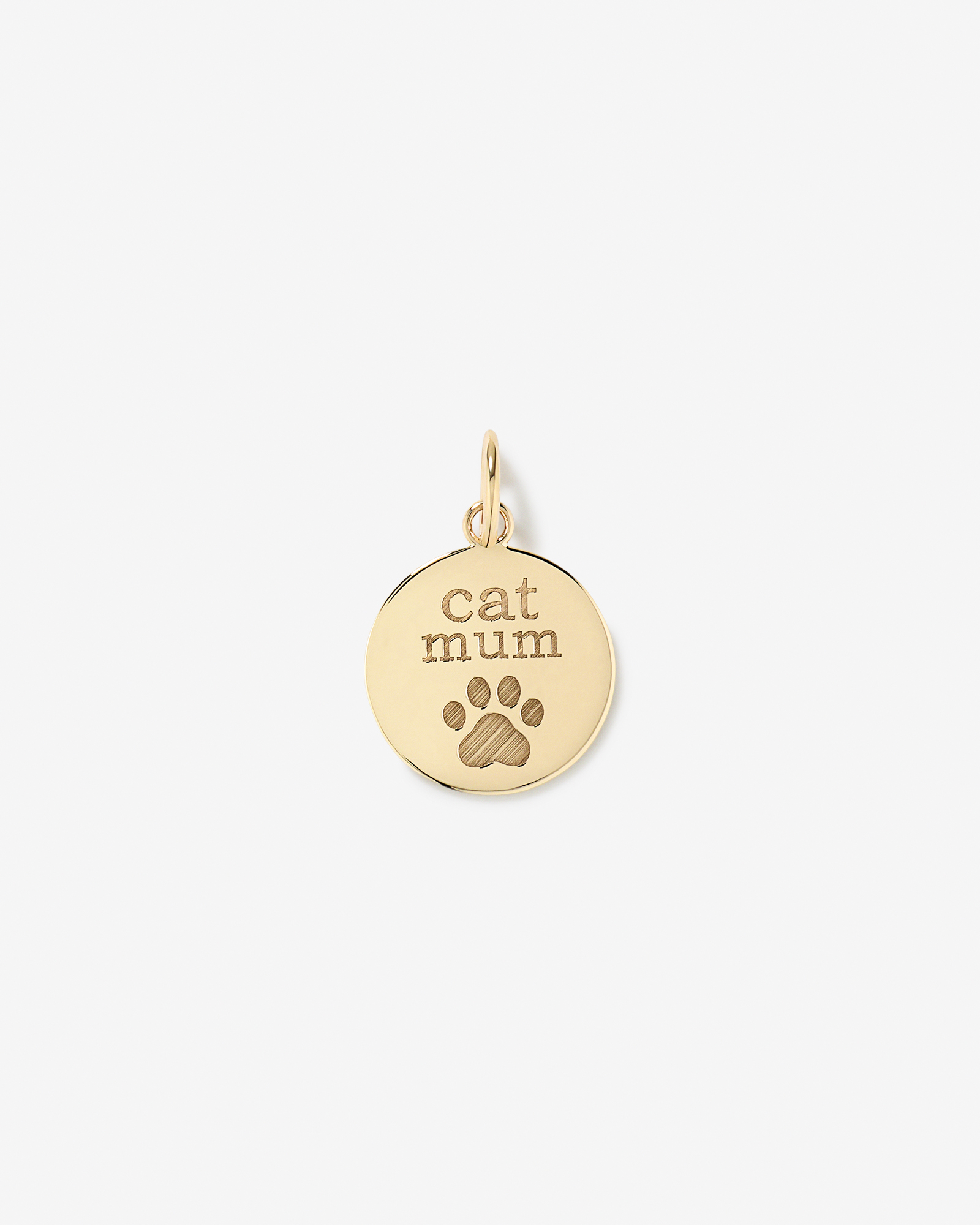 Cat Mum Engravable Pendant in 10kt Yellow Gold