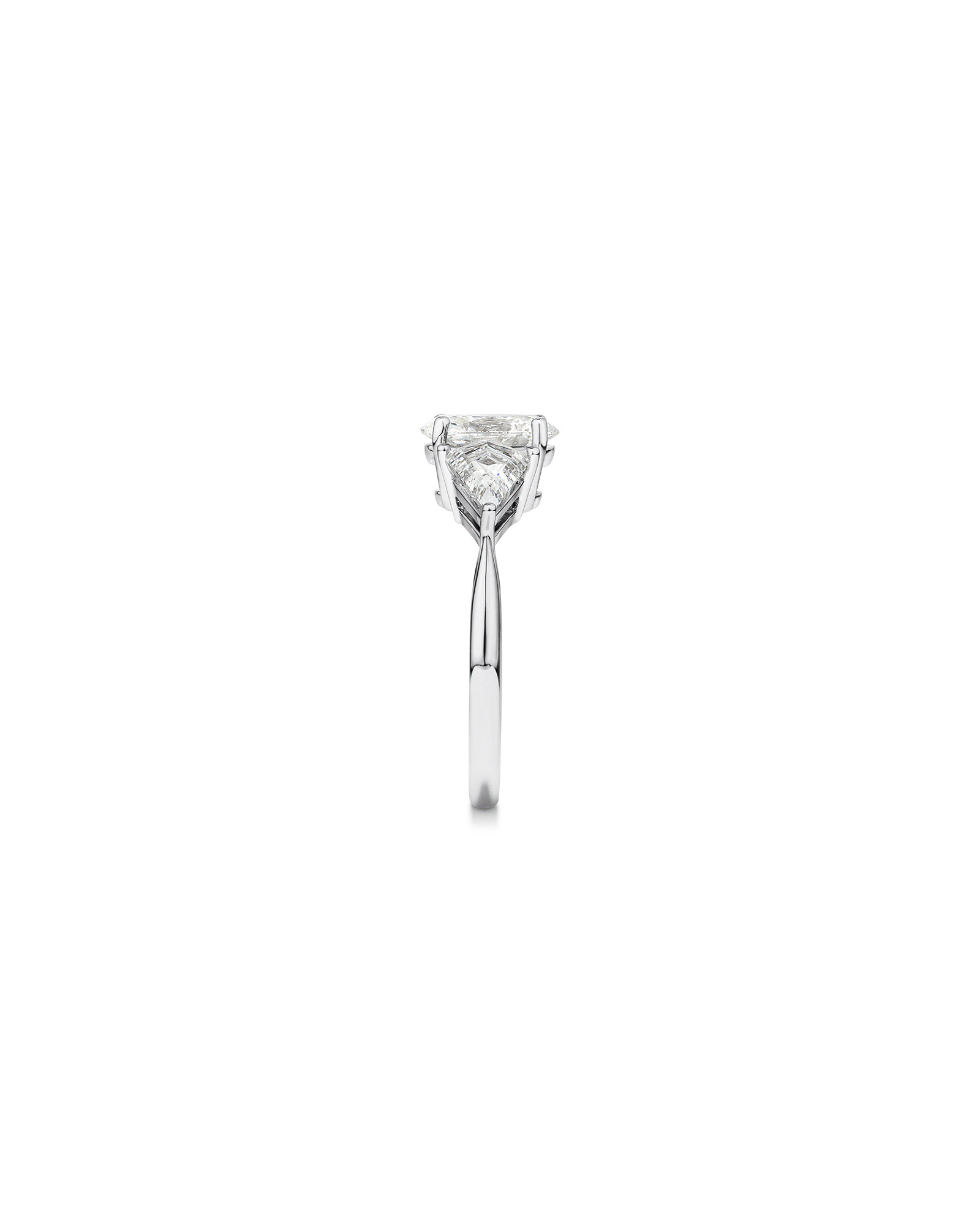 2.25 Carat TW Three Stone Oval and Kite Shaped Laboratory-Grown Diamond Engagement Ring in 14kt White Gold