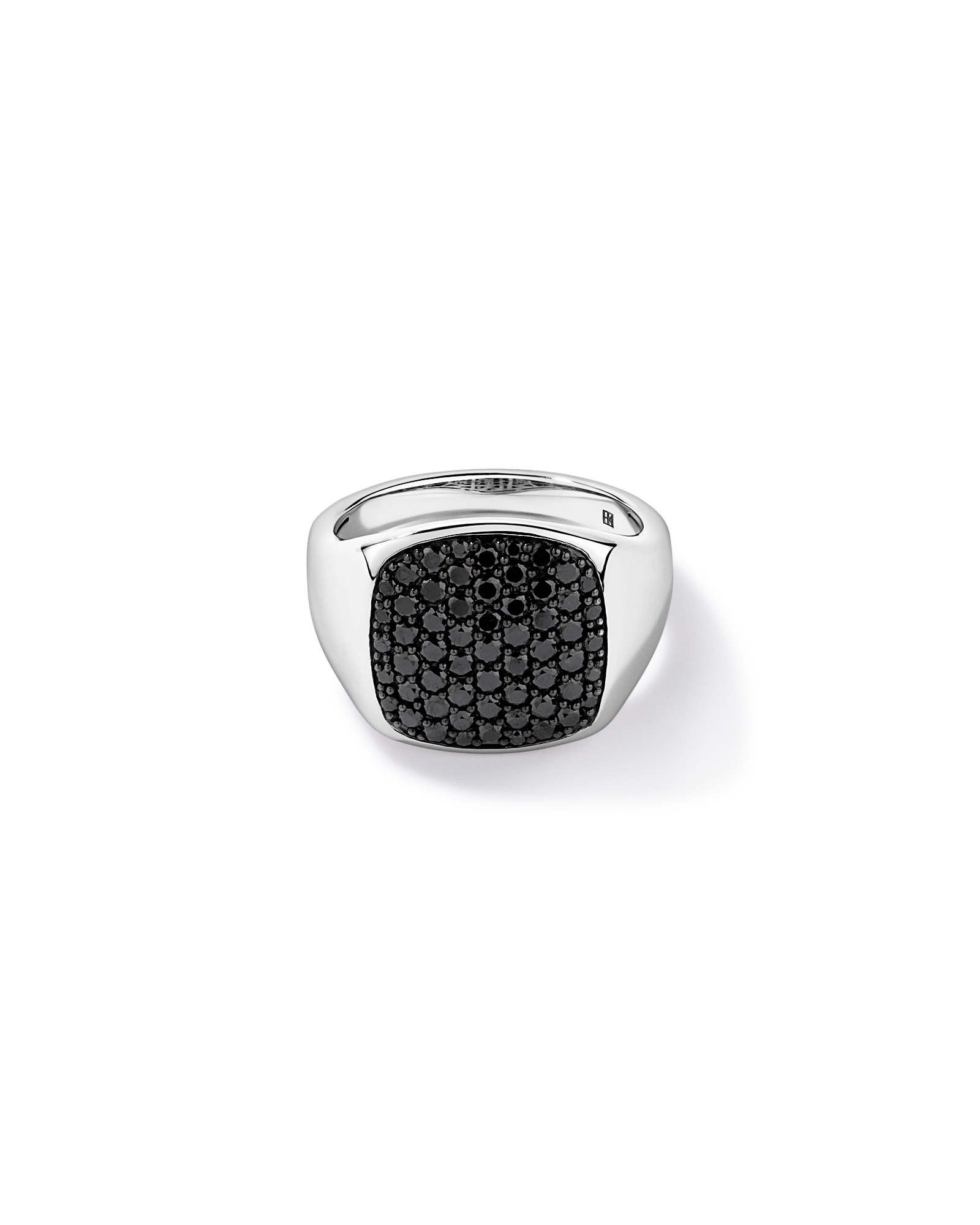 1.50TDW Black Diamond Pavé Signet Ring in Sterling Silver