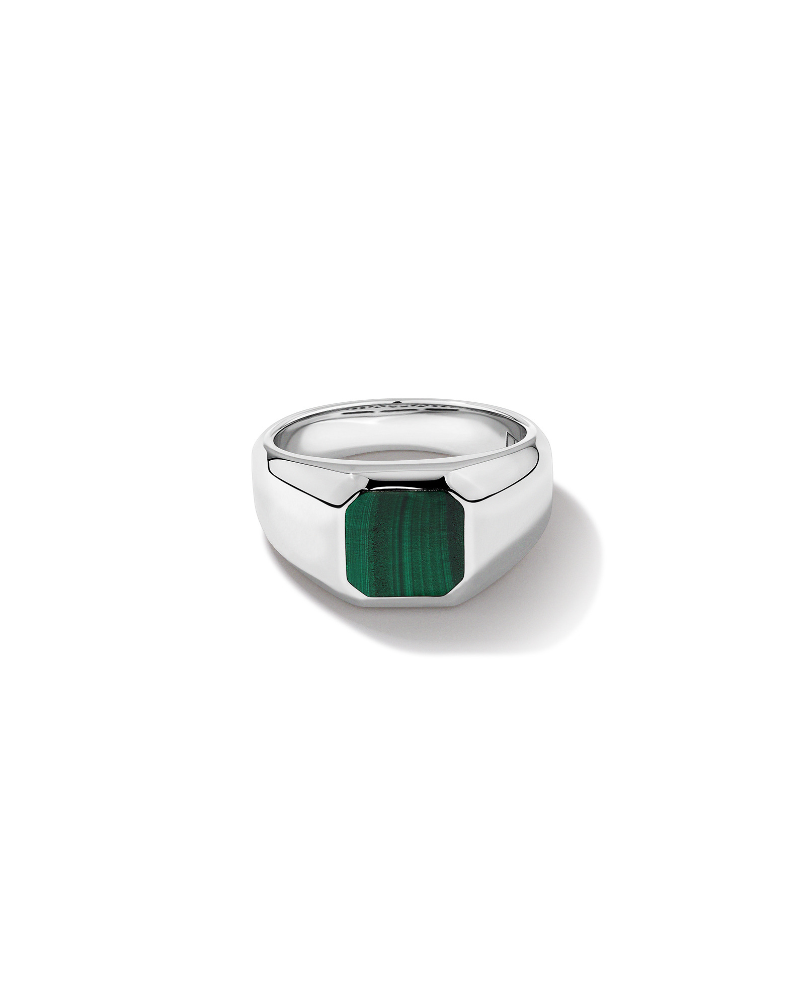 Malachite Square Signet Ring in Sterling Silver