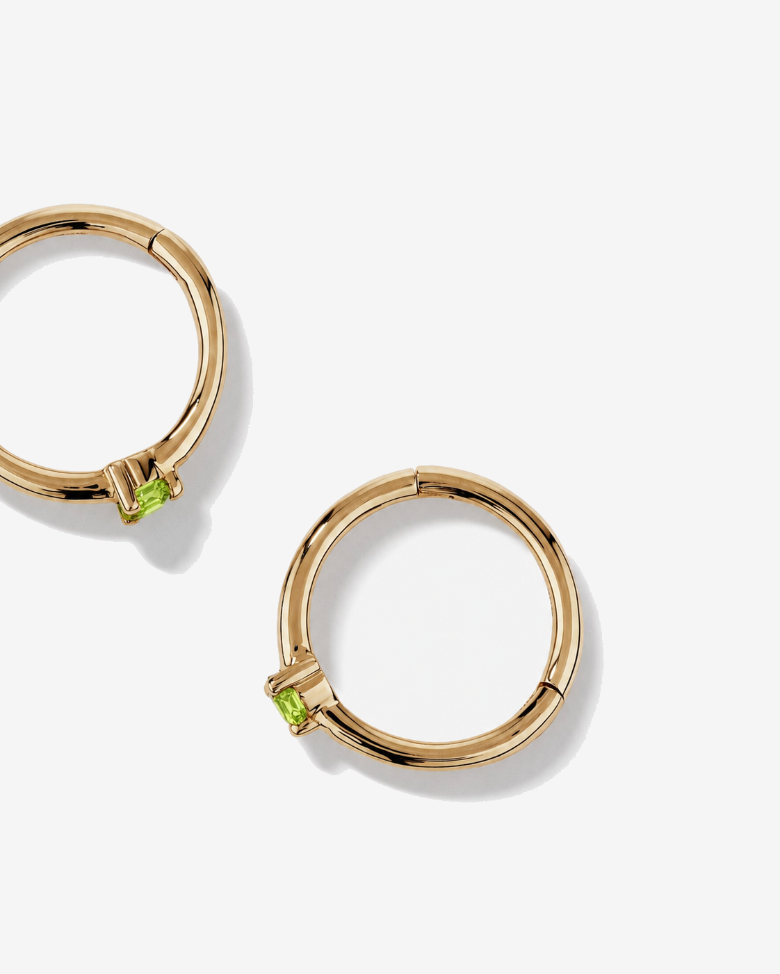 10mm Peridot Accent Sleepers in 10kt Yellow Gold