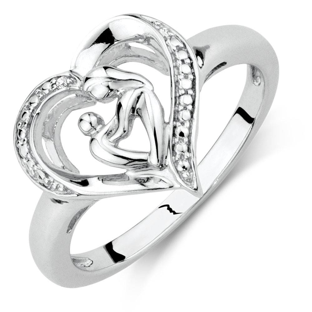 Sterling Silver Diamond Mom Ring Sterling Silver Diamond Mom Ring